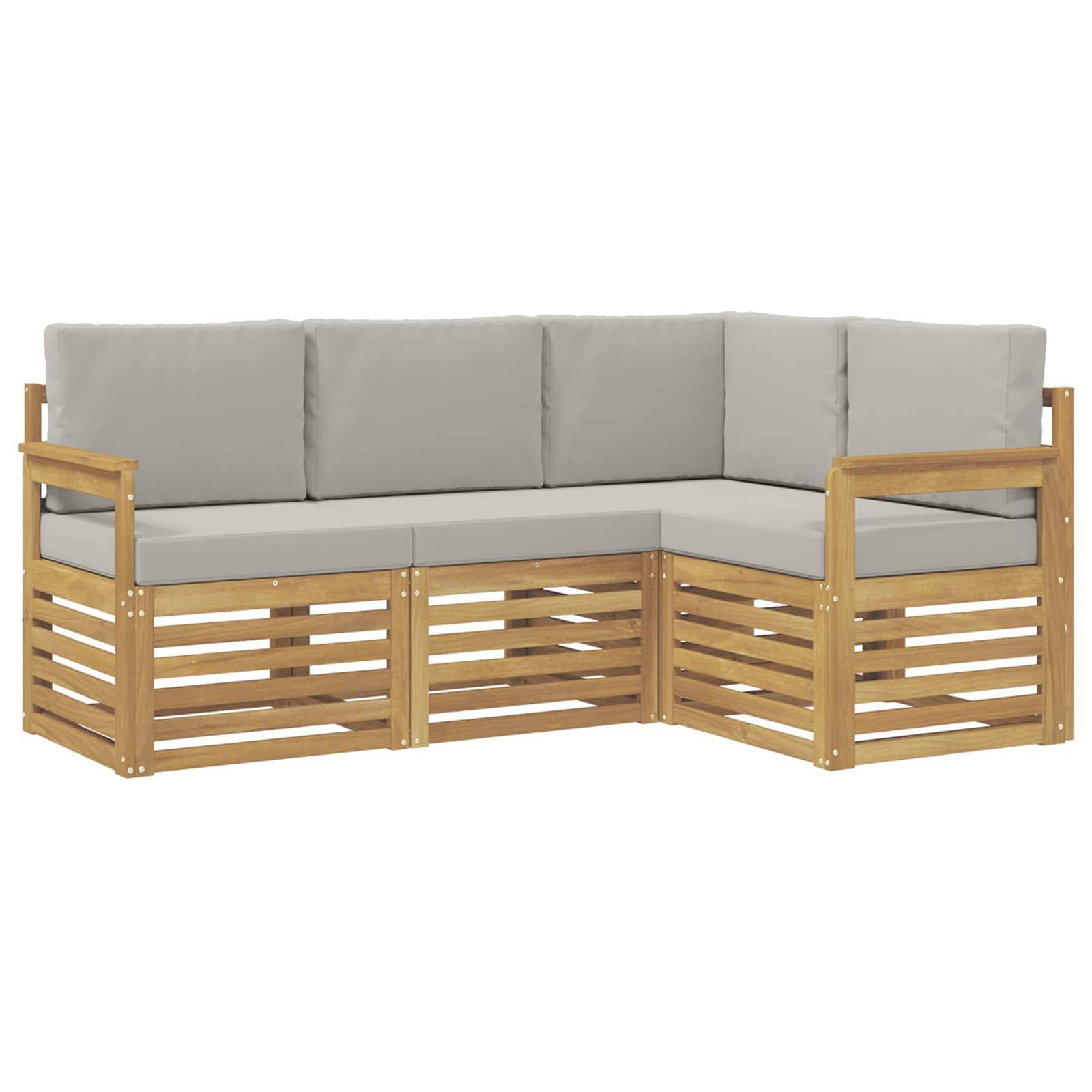 vidaXL Outdoor-Sofagarnitur 4 pcs Weiß und Hellgrau