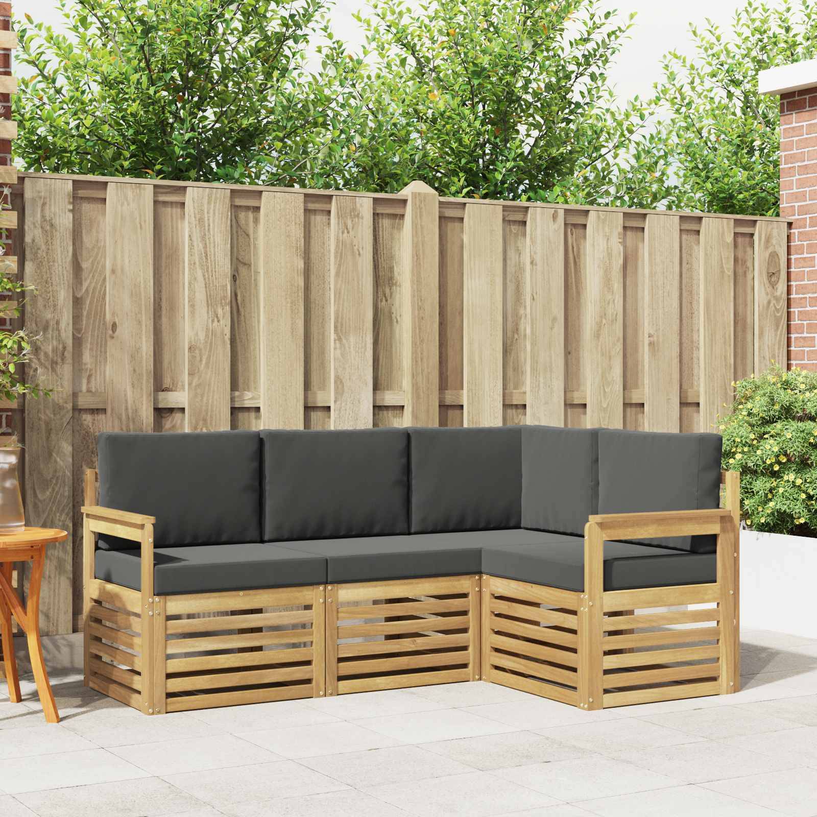 vidaXL Outdoor-Sofagarnitur 4 pcs Weiß und Anthrazit