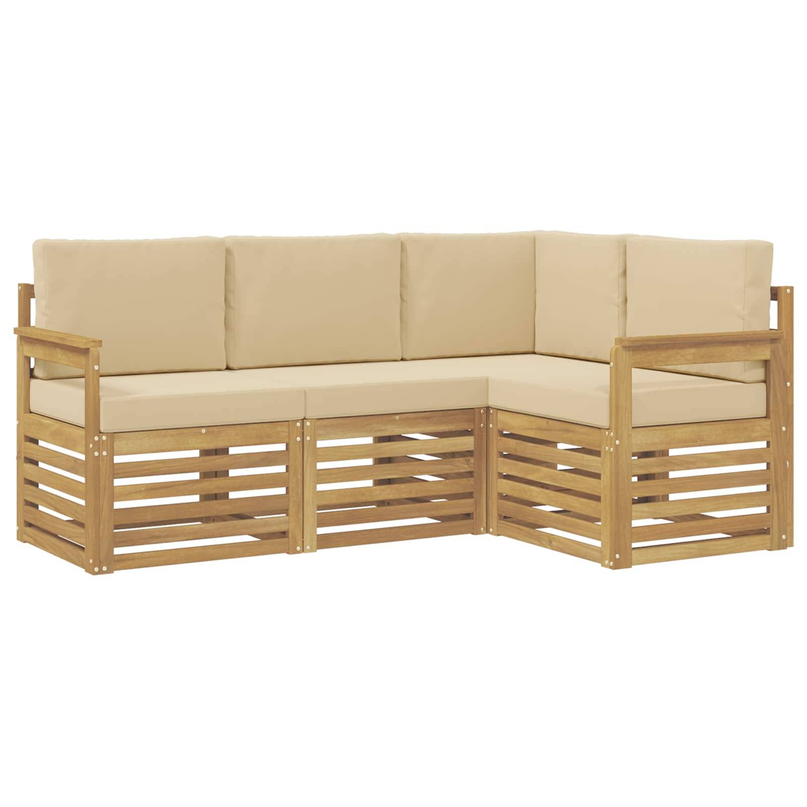 vidaXL Outdoor-Sofagarnitur 4 pcs Weiß und Beige 187,5 x 128,5 x 73 cm