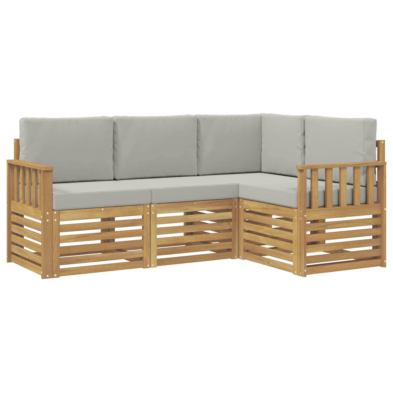 vidaXL Outdoor-Sofagarnitur 4 pcs Weiß und Hellgrau