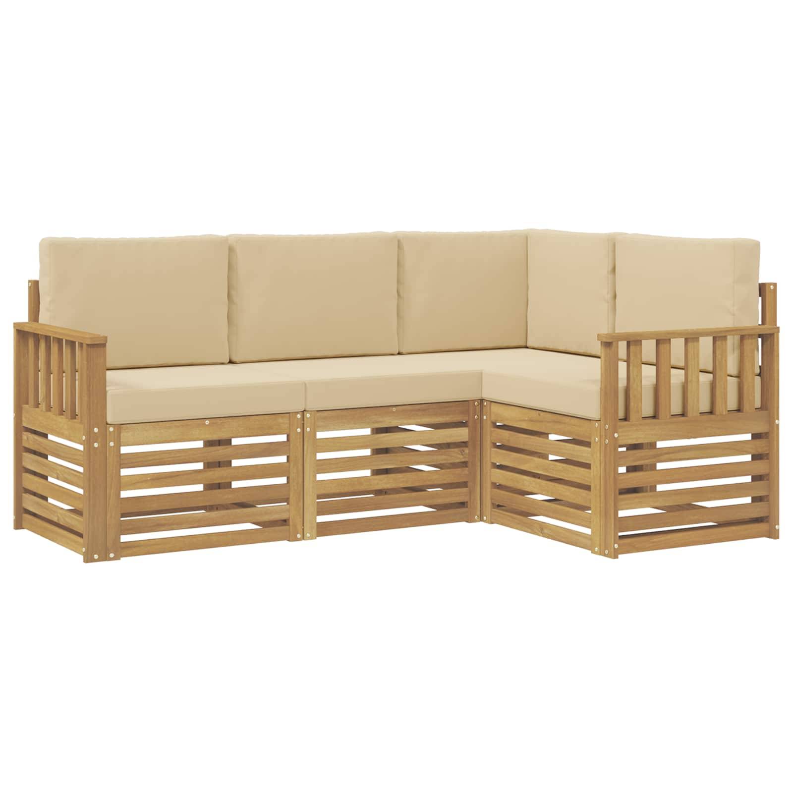 vidaXL Outdoor-Sofagarnitur 4 pcs Weiß und Beige 187,5 x 128,5 x 73 cm