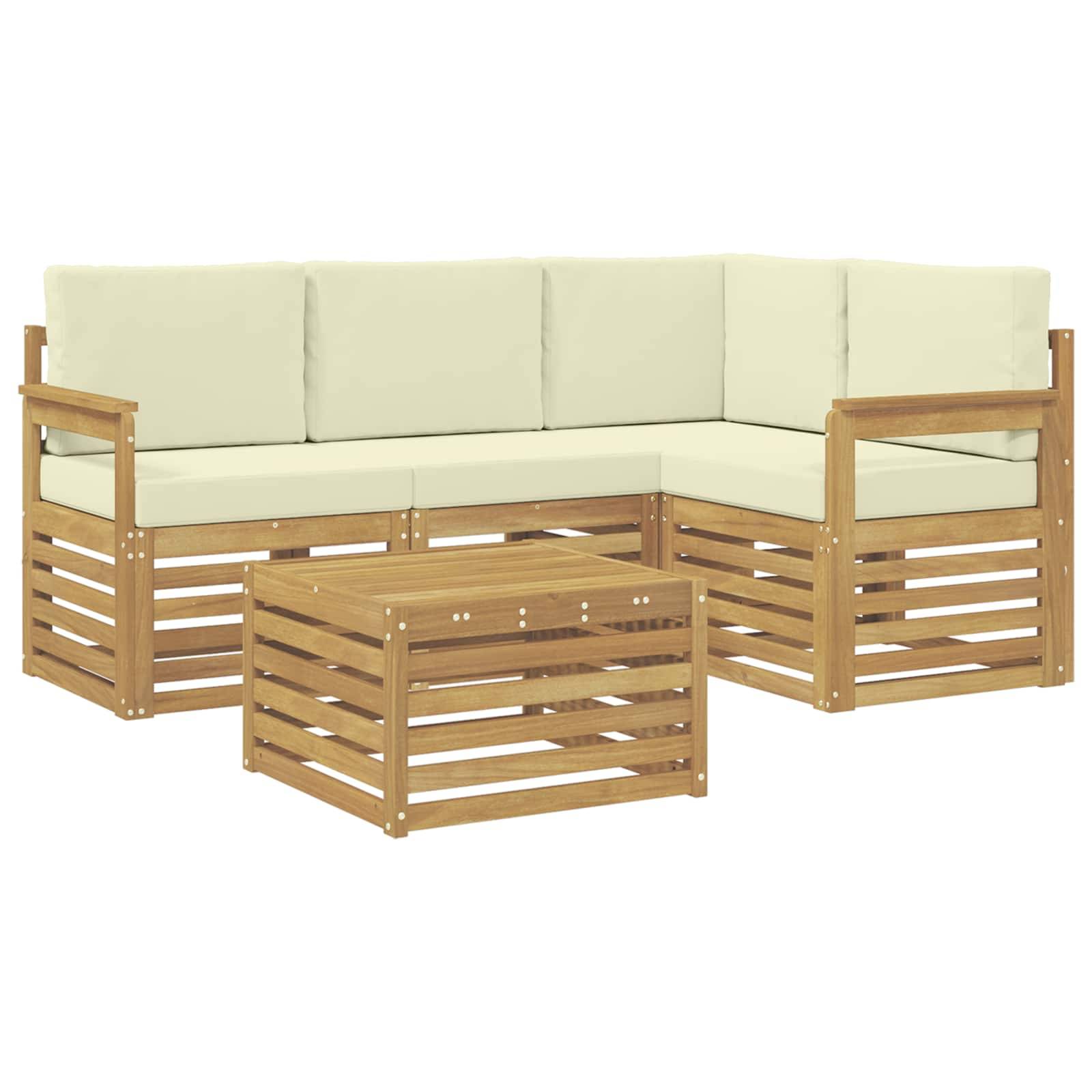 vidaXL Outdoor-Sofagarnitur 5 pcs Weiß und Creme 59 x 59 x 37 cm