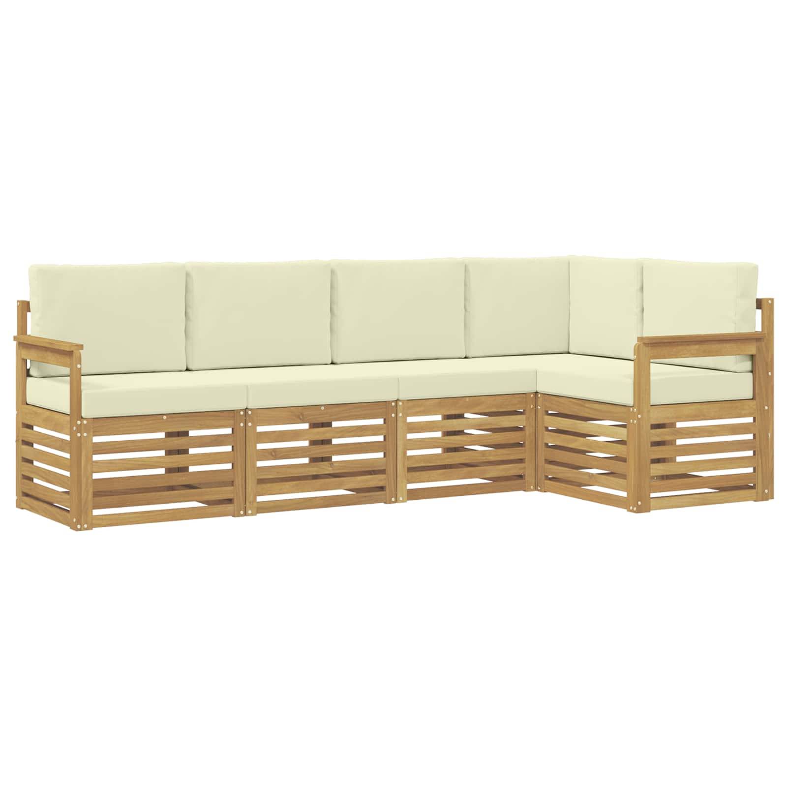 vidaXL Outdoor-Sofagarnitur 5 pcs Weiß und Creme 247 x 128,5 x 73 cm