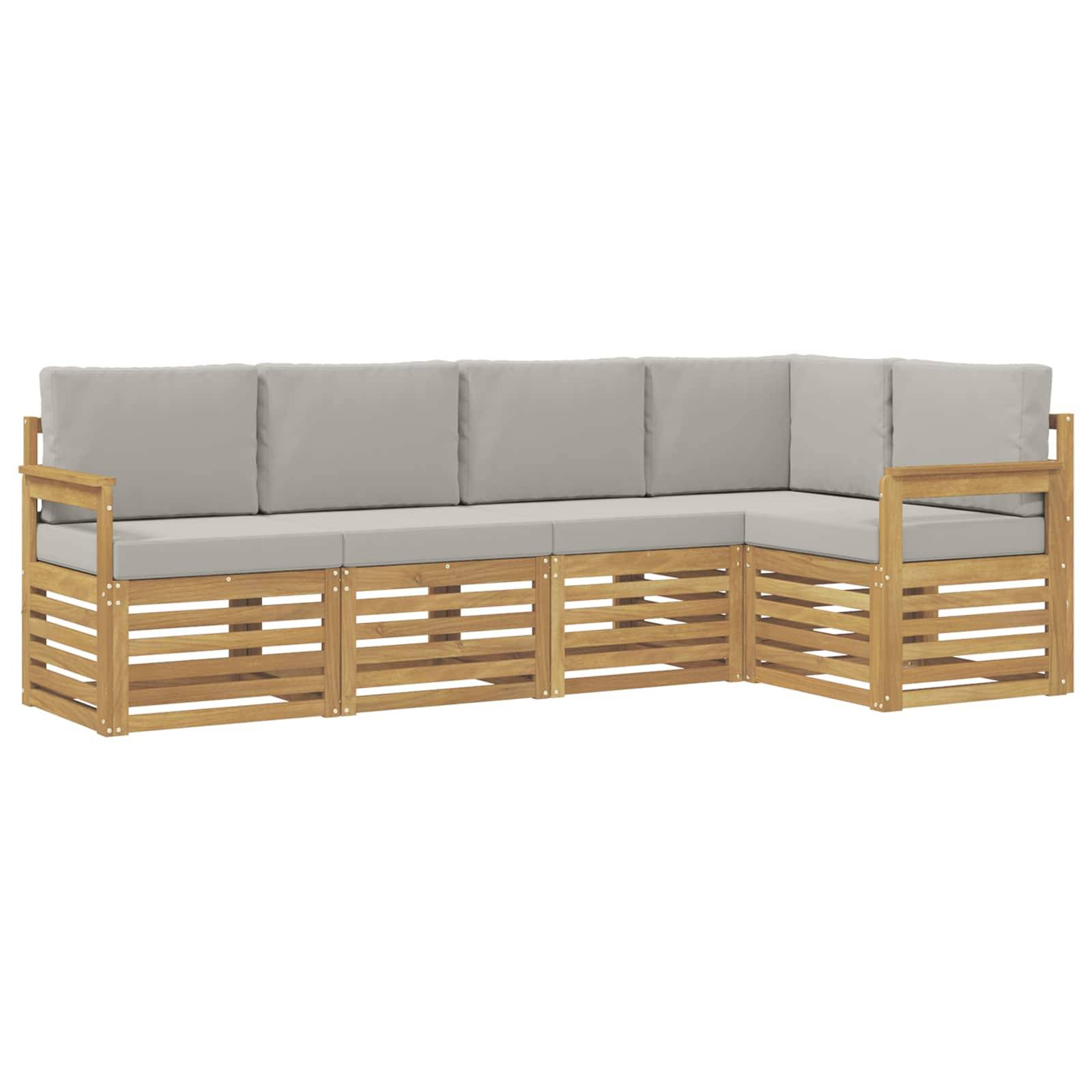 vidaXL Outdoor-Sofagarnitur 5 pcs Weiß und Hellgrau