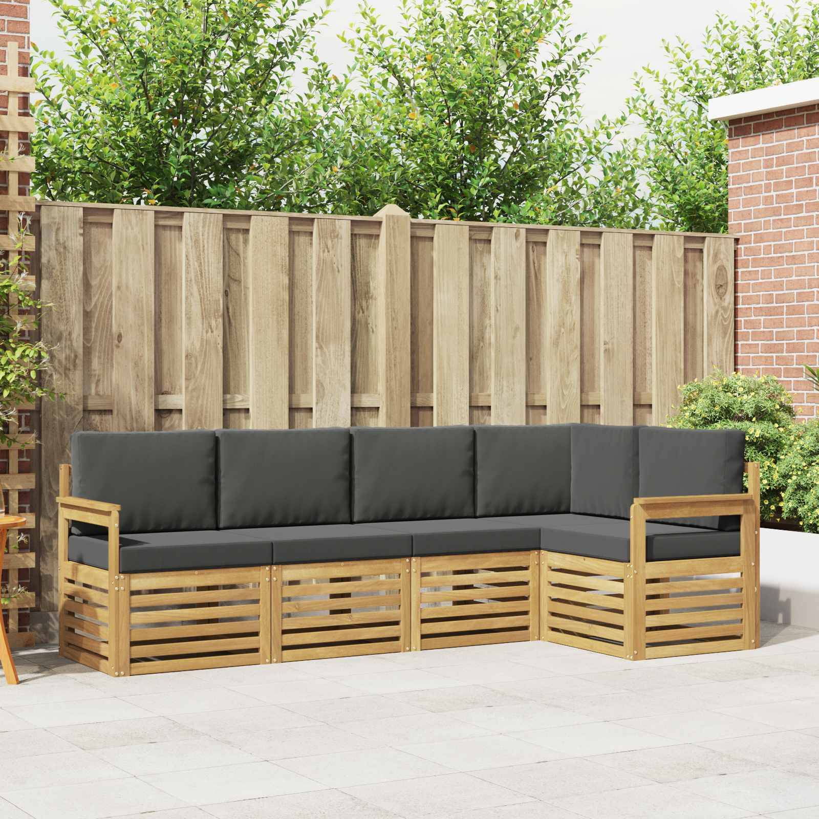 vidaXL Outdoor-Sofagarnitur 5 pcs Weiß und Anthrazit