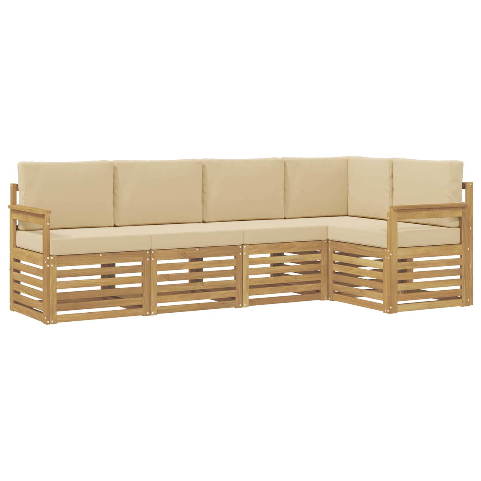 vidaXL Outdoor-Sofagarnitur 5 pcs Weiß und Beige 247 x 128,5 x 73 cm