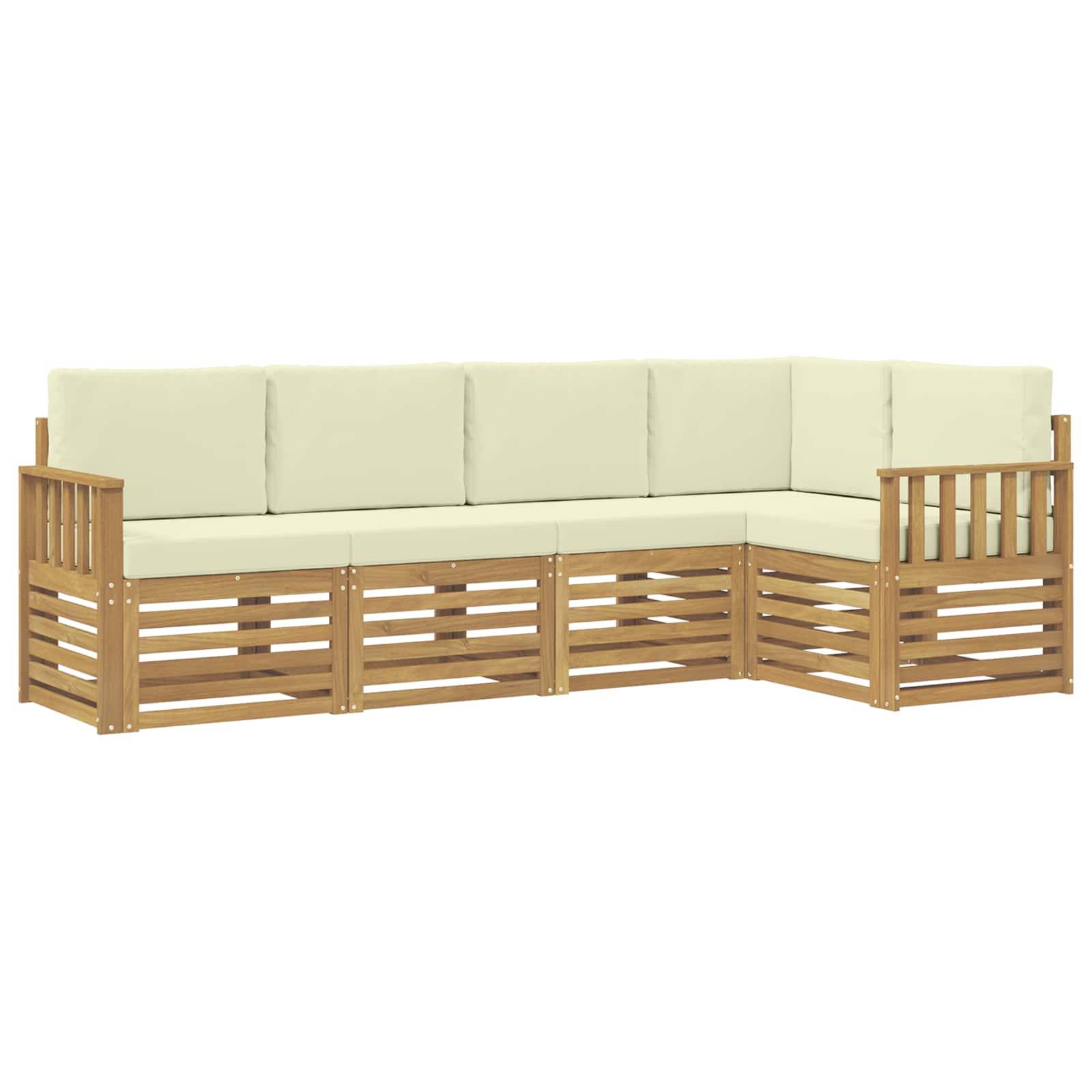 vidaXL Outdoor-Sofagarnitur 5 pcs Weiß und Creme 247 x 128,5 x 73 cm