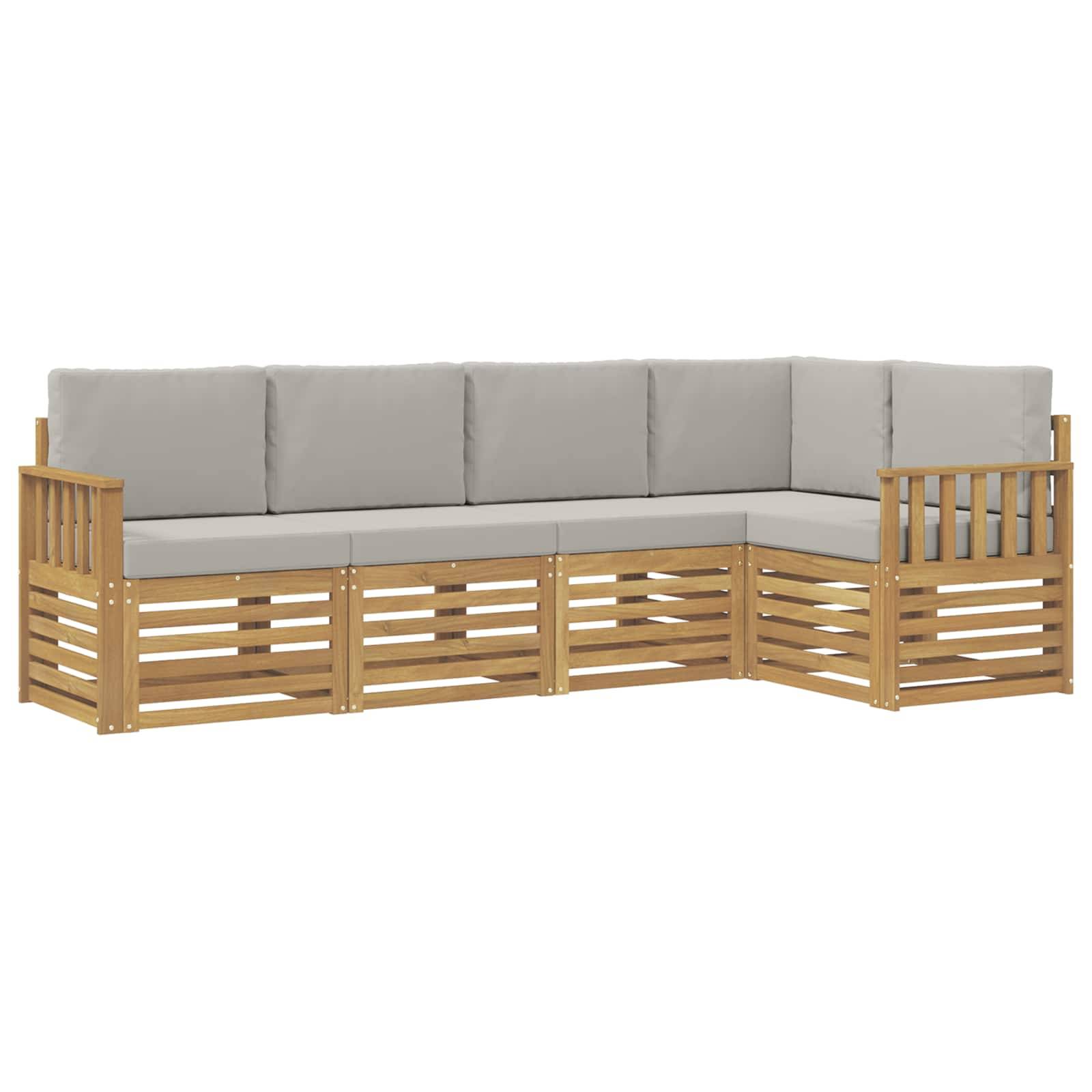 vidaXL Outdoor-Sofagarnitur 5 pcs Weiß und Hellgrau Polyester