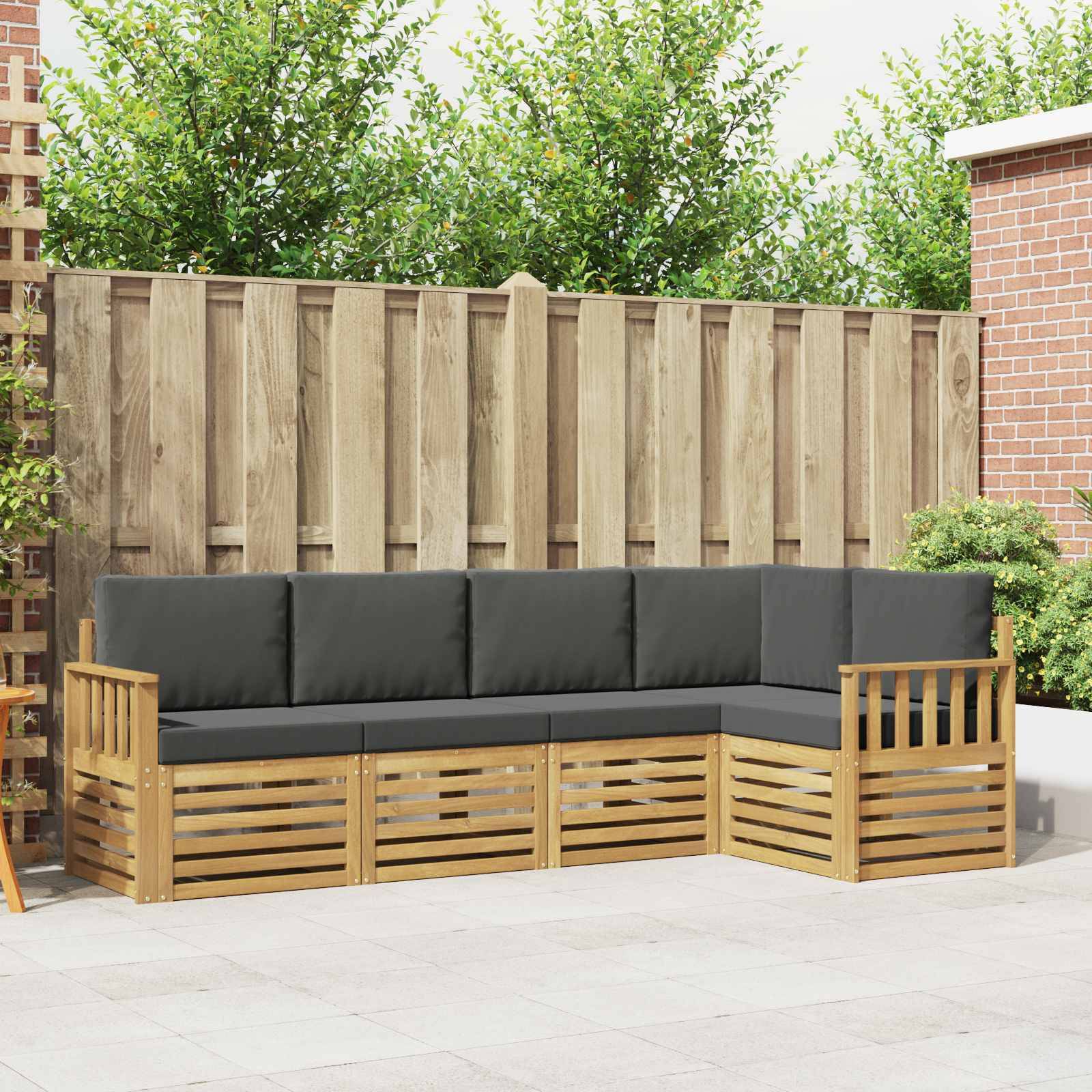vidaXL Outdoor-Sofagarnitur 5 pcs Weiß und Anthrazit
