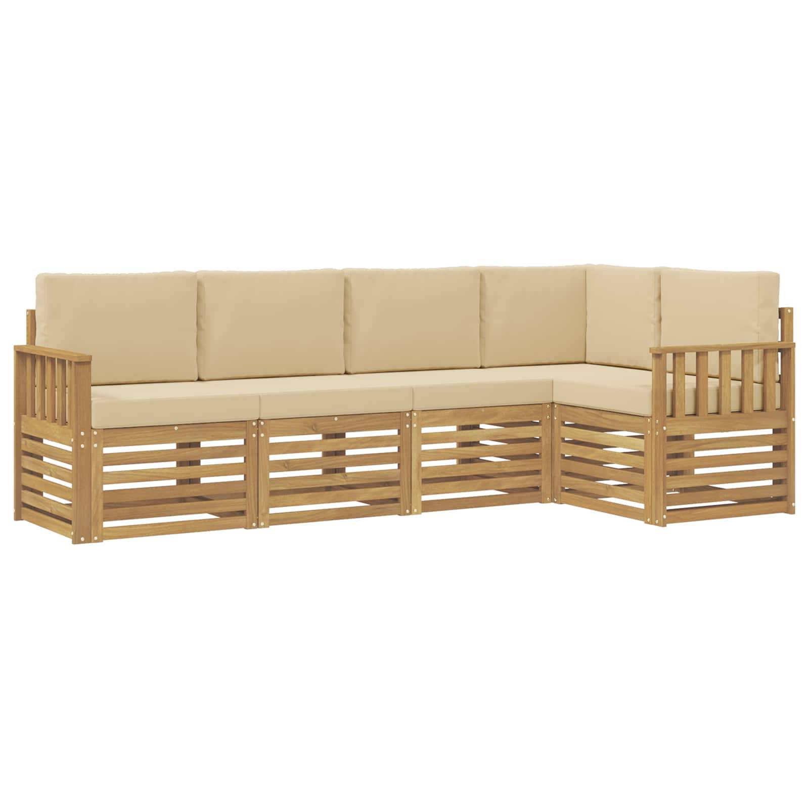 vidaXL Outdoor-Sofagarnitur 5 pcs Weiß und Beige 247 x 128,5 x 73 cm