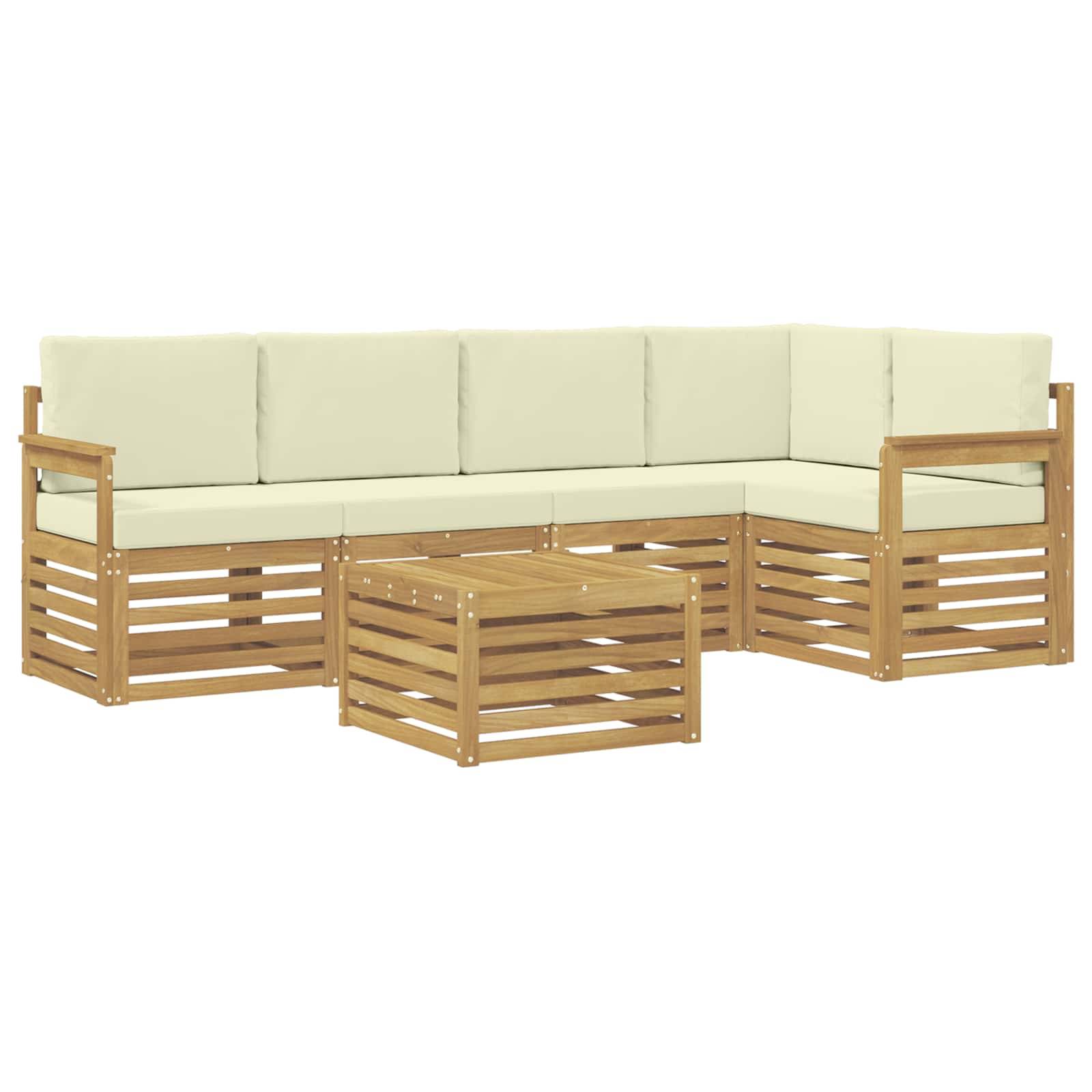 vidaXL Outdoor-Sofagarnitur 6 pcs Weiß und Creme 59 x 59 x 37 cm