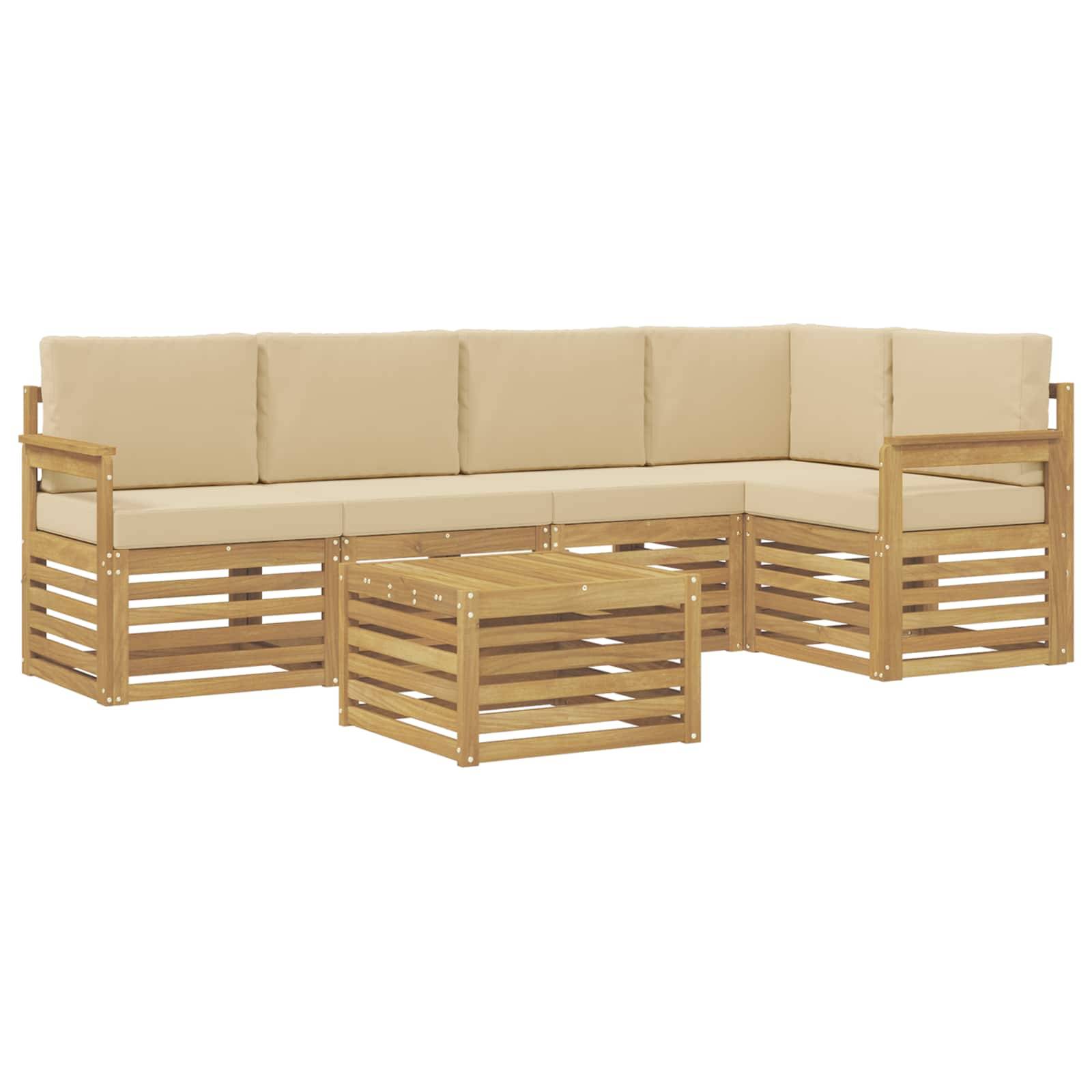 vidaXL Outdoor-Sofagarnitur 6 pcs Weiß und Beige 59 x 59 x 37 cm