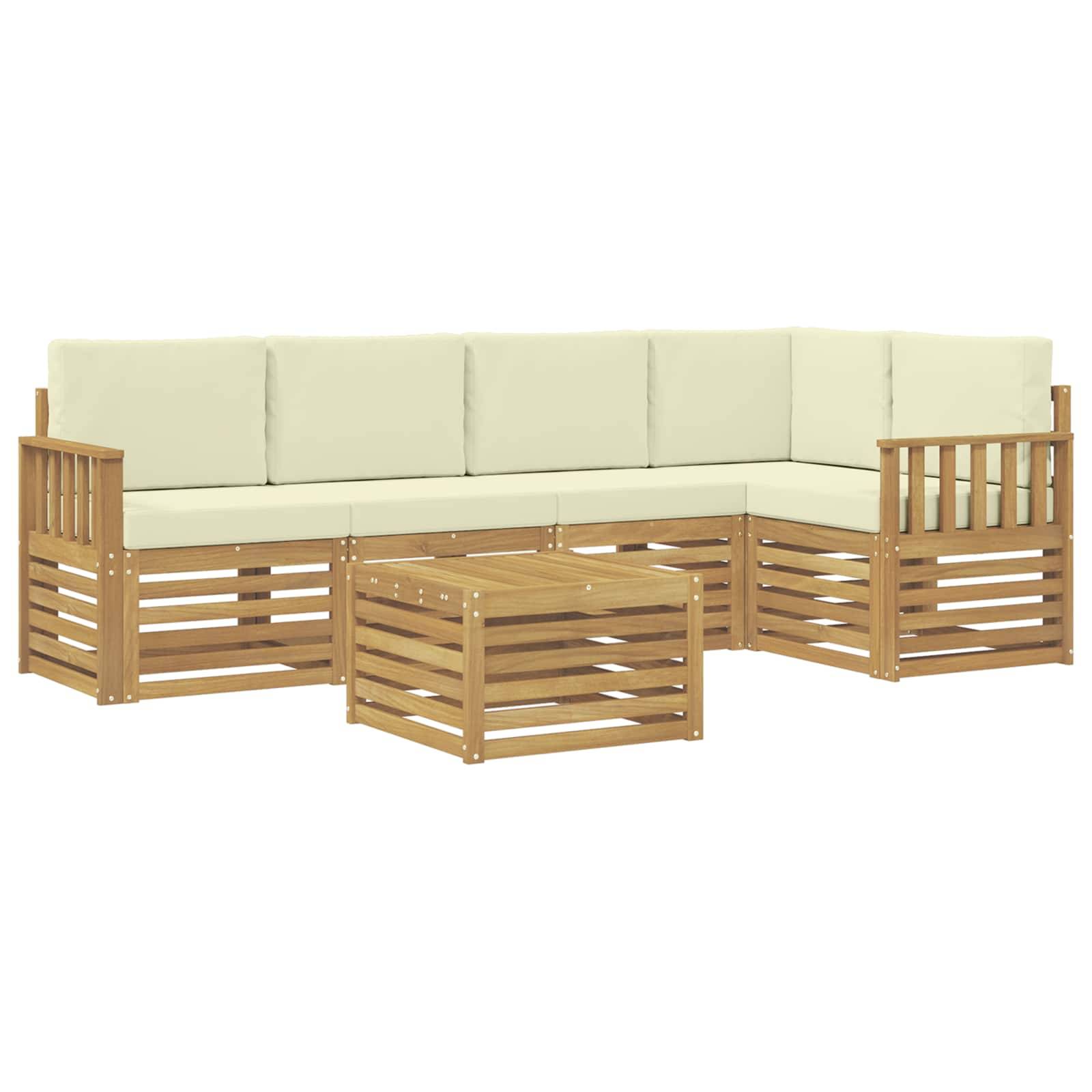 vidaXL Outdoor-Sofagarnitur 6 pcs Weiß und Creme 59 x 59 x 37 cm