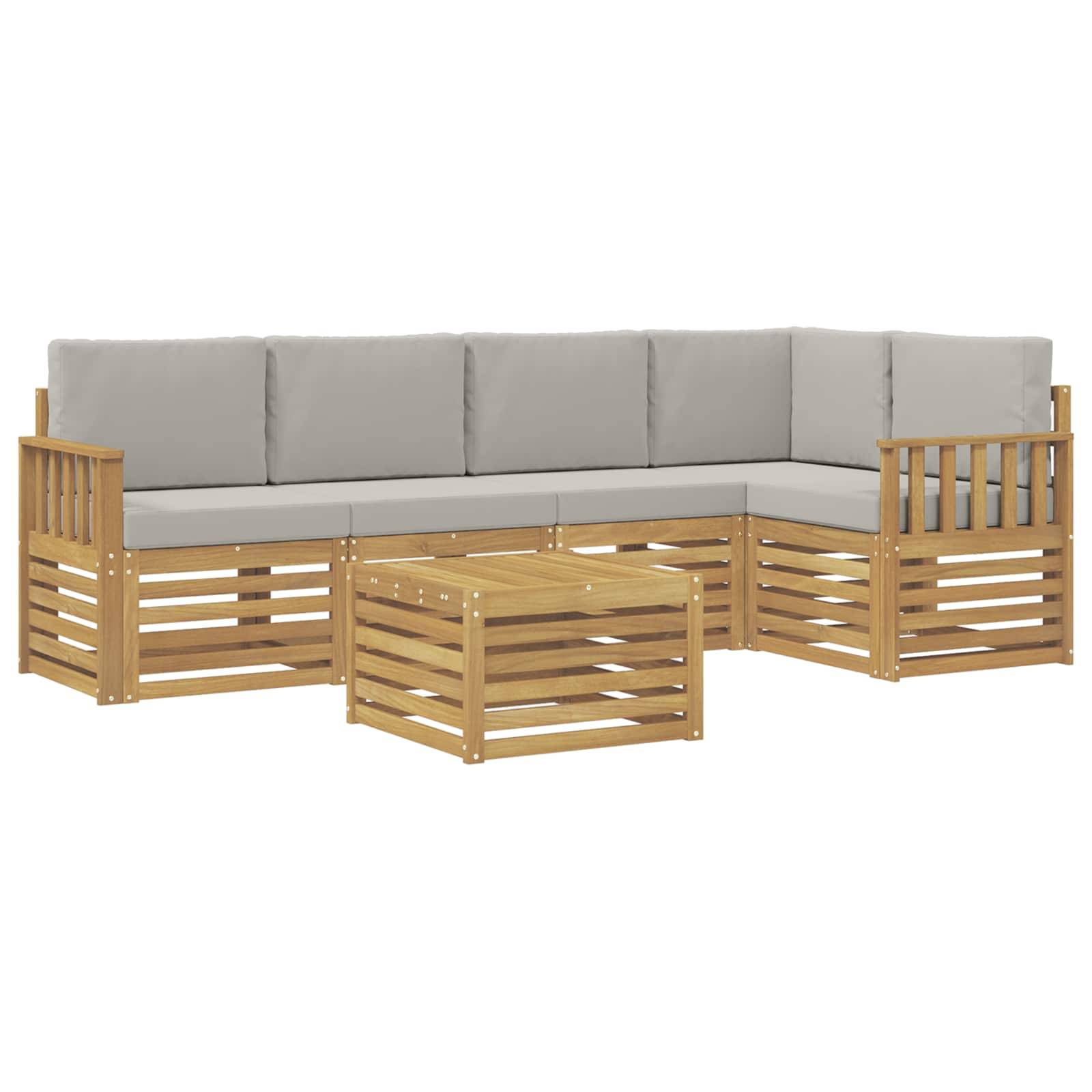 vidaXL Outdoor-Sofagarnitur 6 pcs Weiß und Hellgrau 59 x 59 x 37 cm