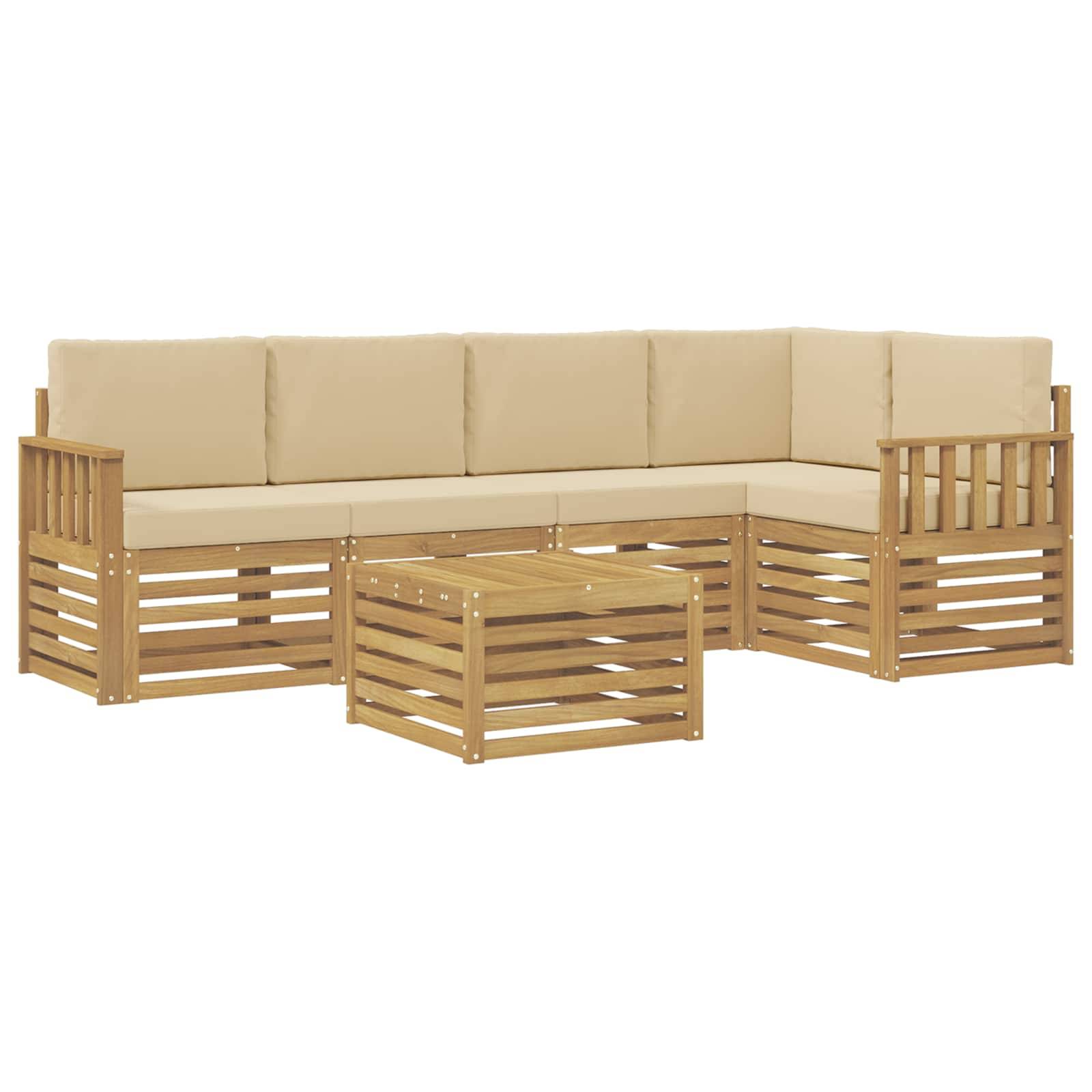 vidaXL Outdoor-Sofagarnitur 6 pcs Weiß und Beige 59 x 59 x 37 cm
