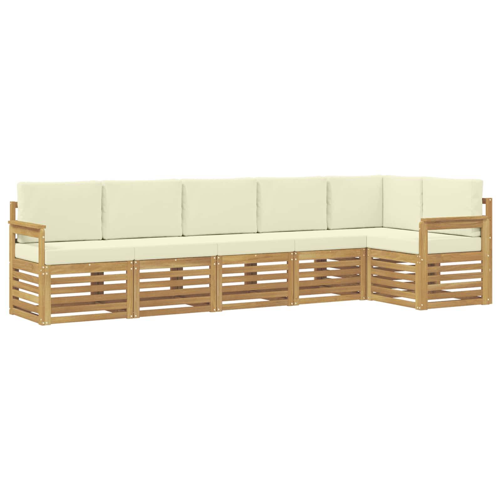 vidaXL Outdoor-Sofagarnitur 6 pcs Weiß und Creme 306 x 128,5 x 73 cm