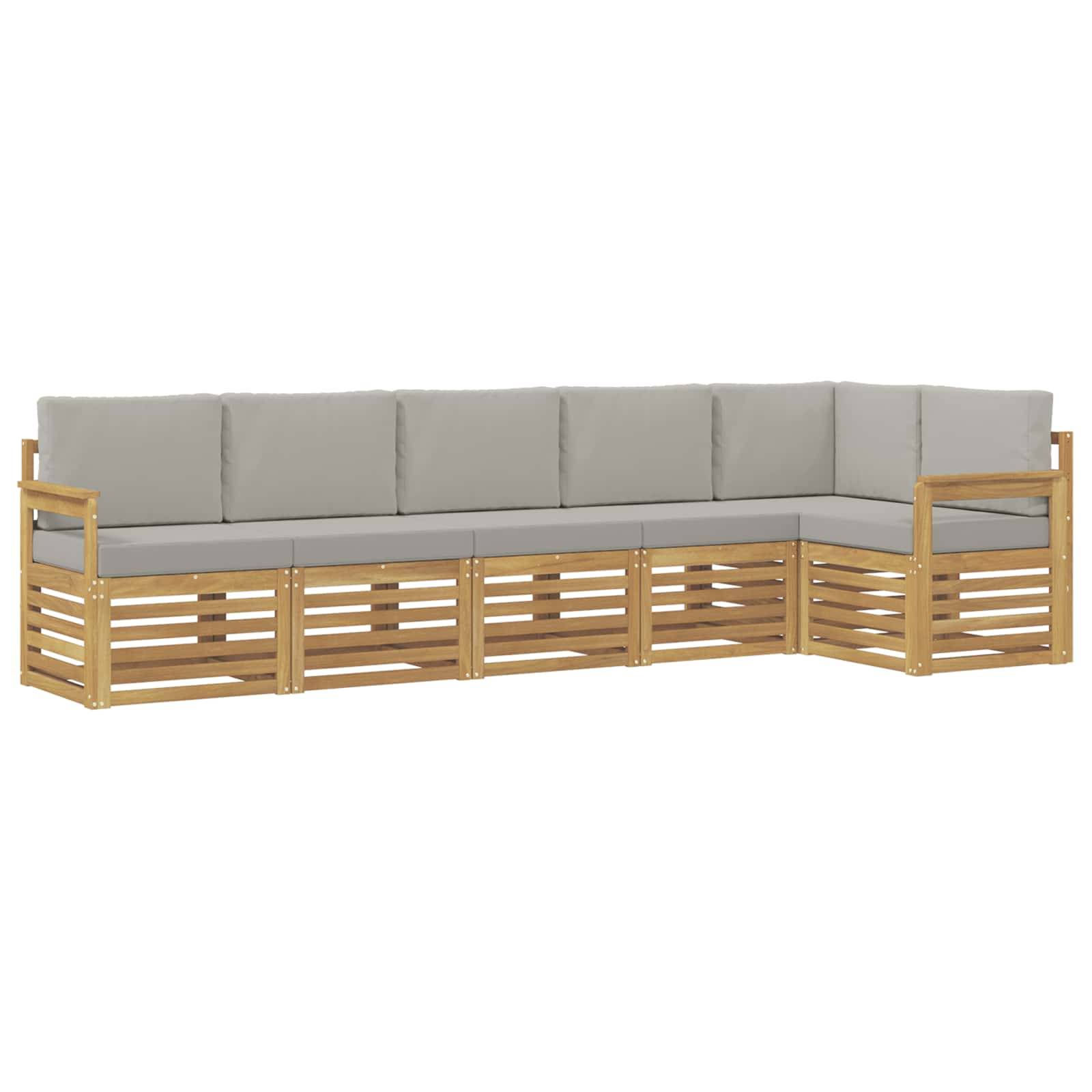 vidaXL Outdoor-Sofagarnitur 6 pcs Weiß und Hellgrau