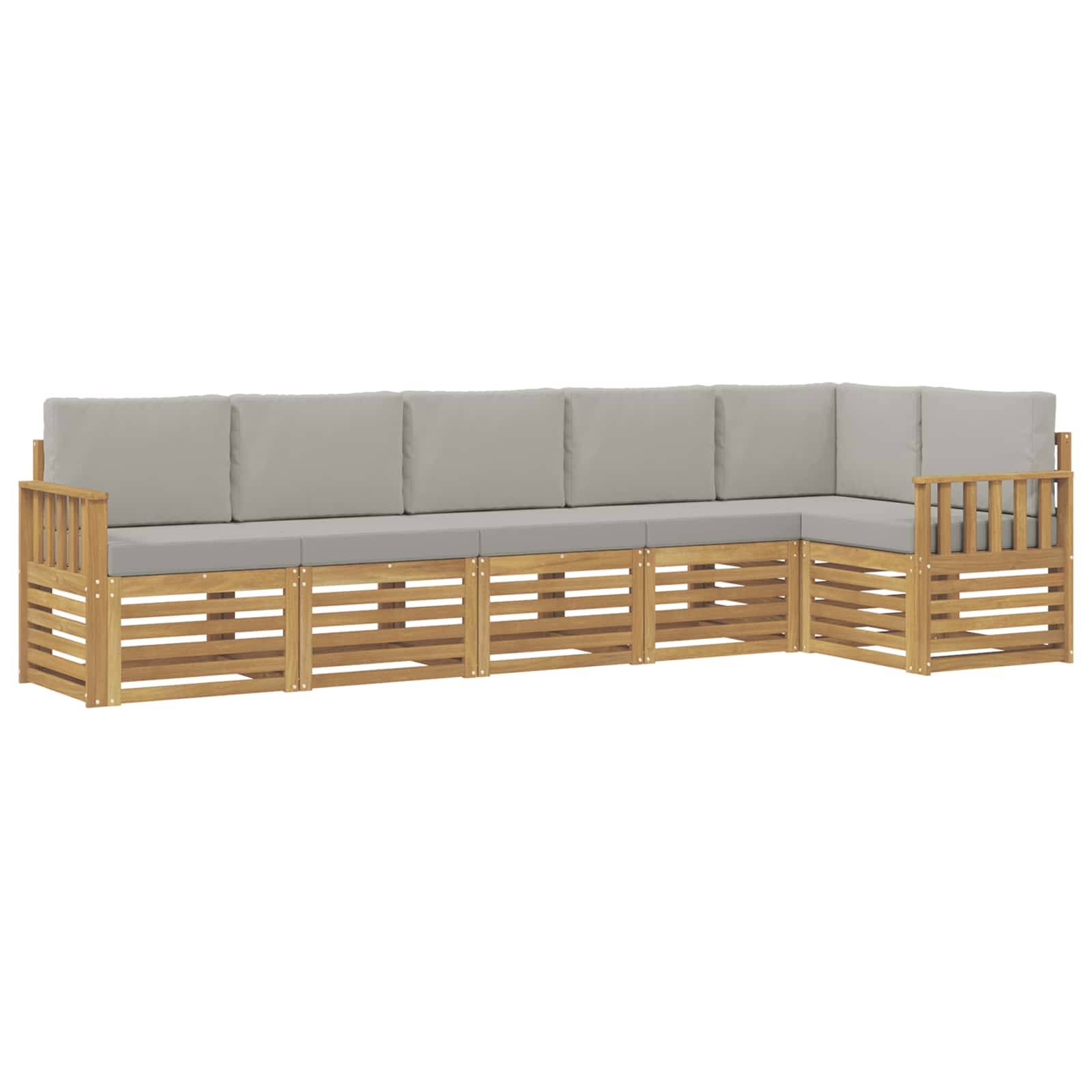 vidaXL Outdoor-Sofagarnitur 6 pcs Weiß und Hellgrau