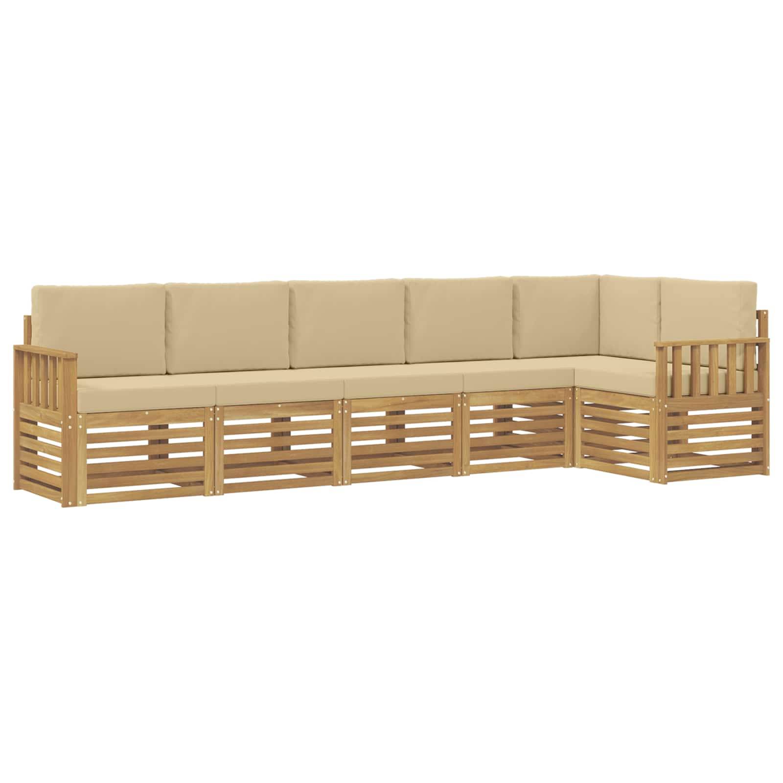 vidaXL Outdoor-Sofagarnitur 6 pcs Weiß und Beige 306 x 128,5 x 73 cm