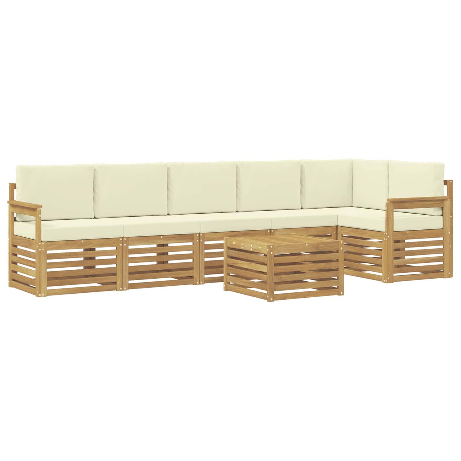 vidaXL Outdoor-Sofagarnitur 7 pcs Weiß und Creme 59 x 59 x 37 cm