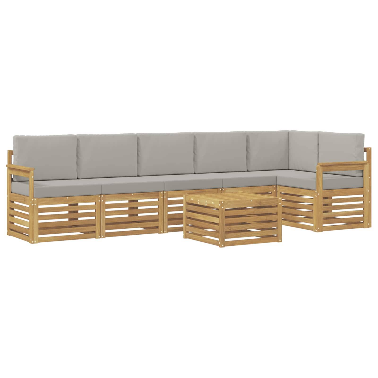 vidaXL Outdoor-Sofagarnitur 7 pcs Weiß und Hellgrau 59 x 59 x 37 cm