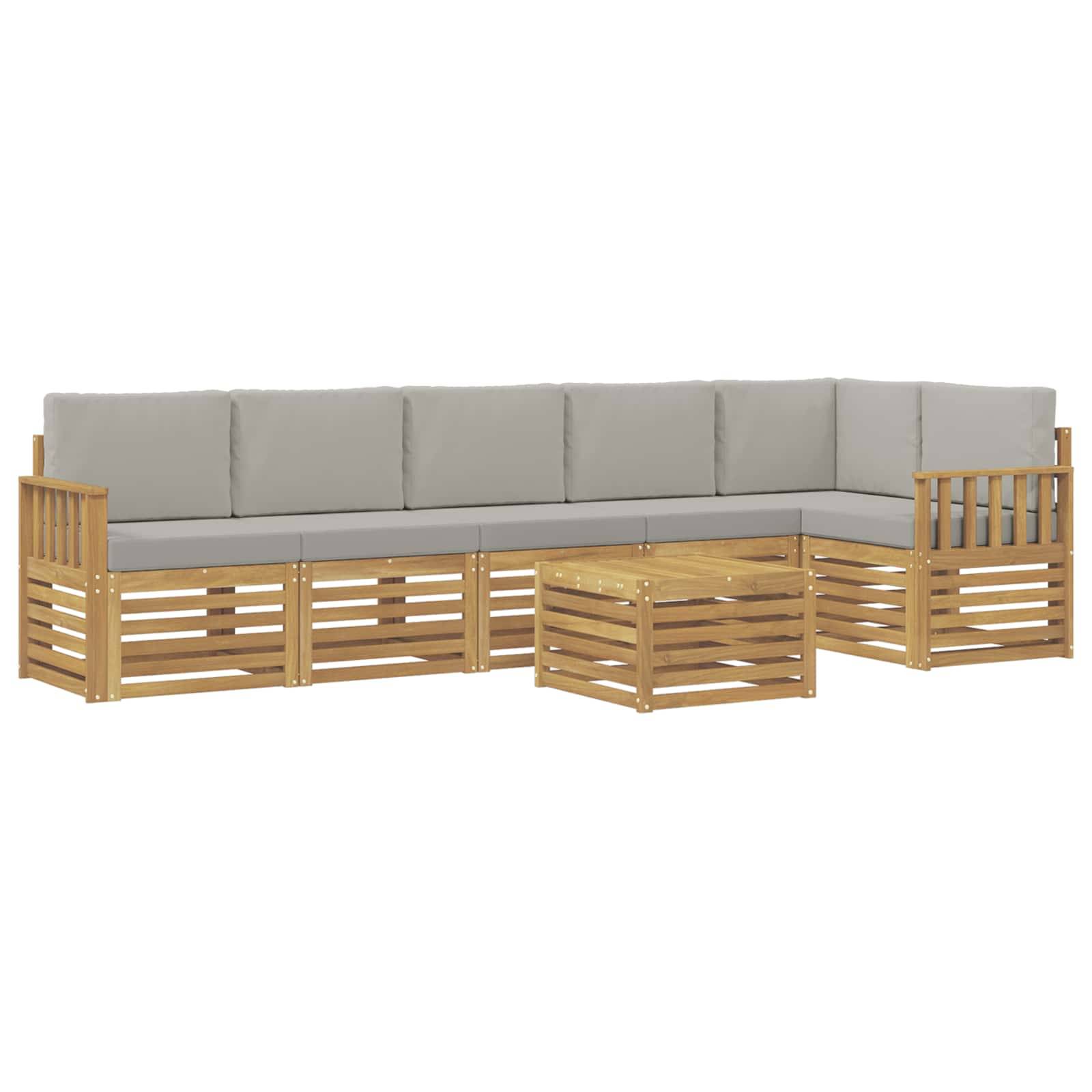 vidaXL Outdoor-Sofagarnitur 7 pcs Weiß und Hellgrau 59 x 59 x 37 cm