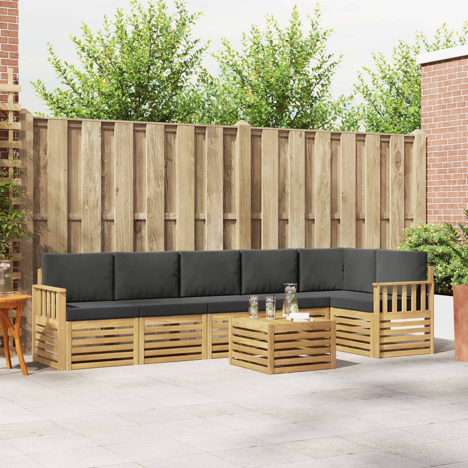 vidaXL Outdoor-Sofagarnitur 7 pcs Weiß und Anthrazit 59 x 59 x 37 cm