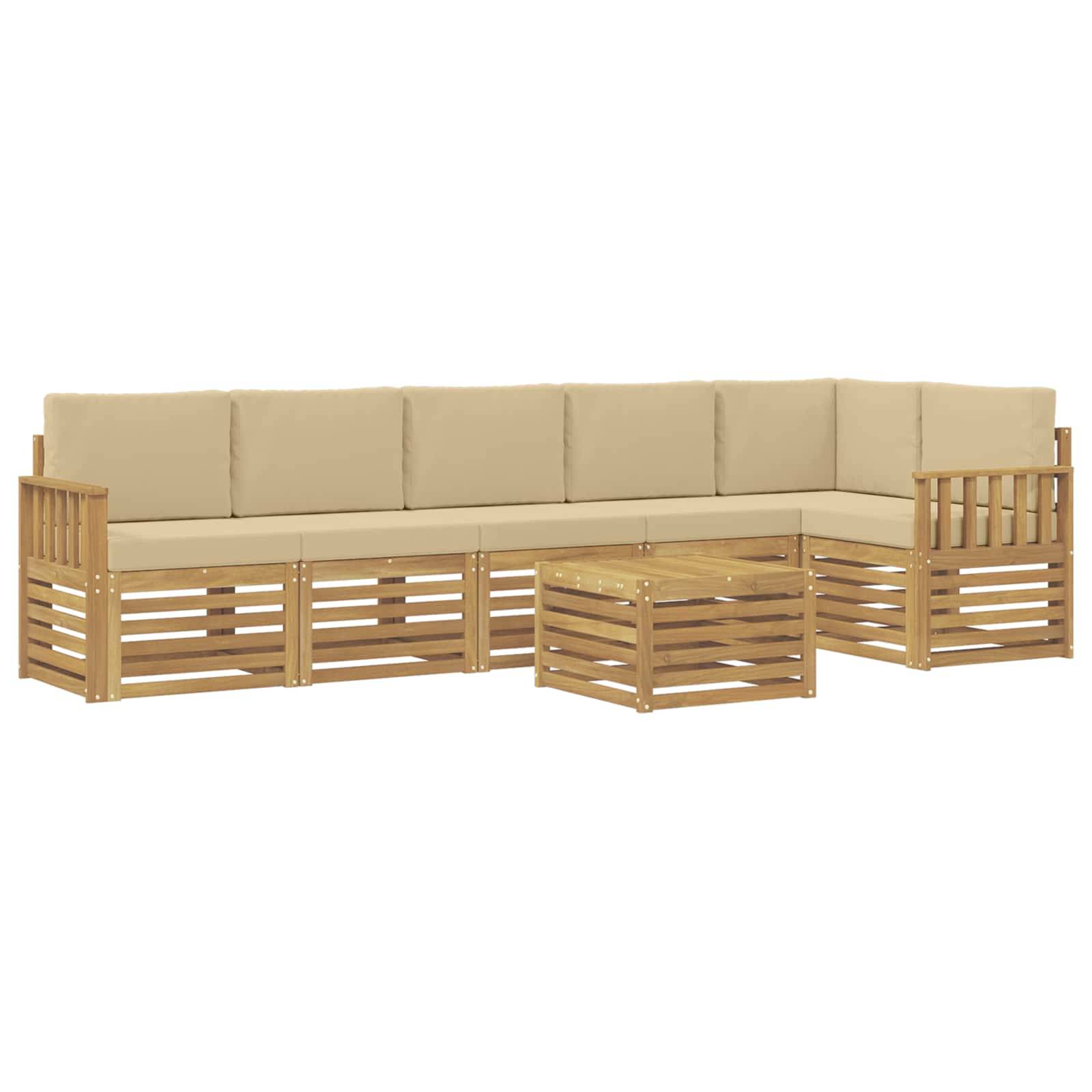 vidaXL Outdoor-Sofagarnitur 7 pcs Weiß und Beige 59 x 59 x 37 cm