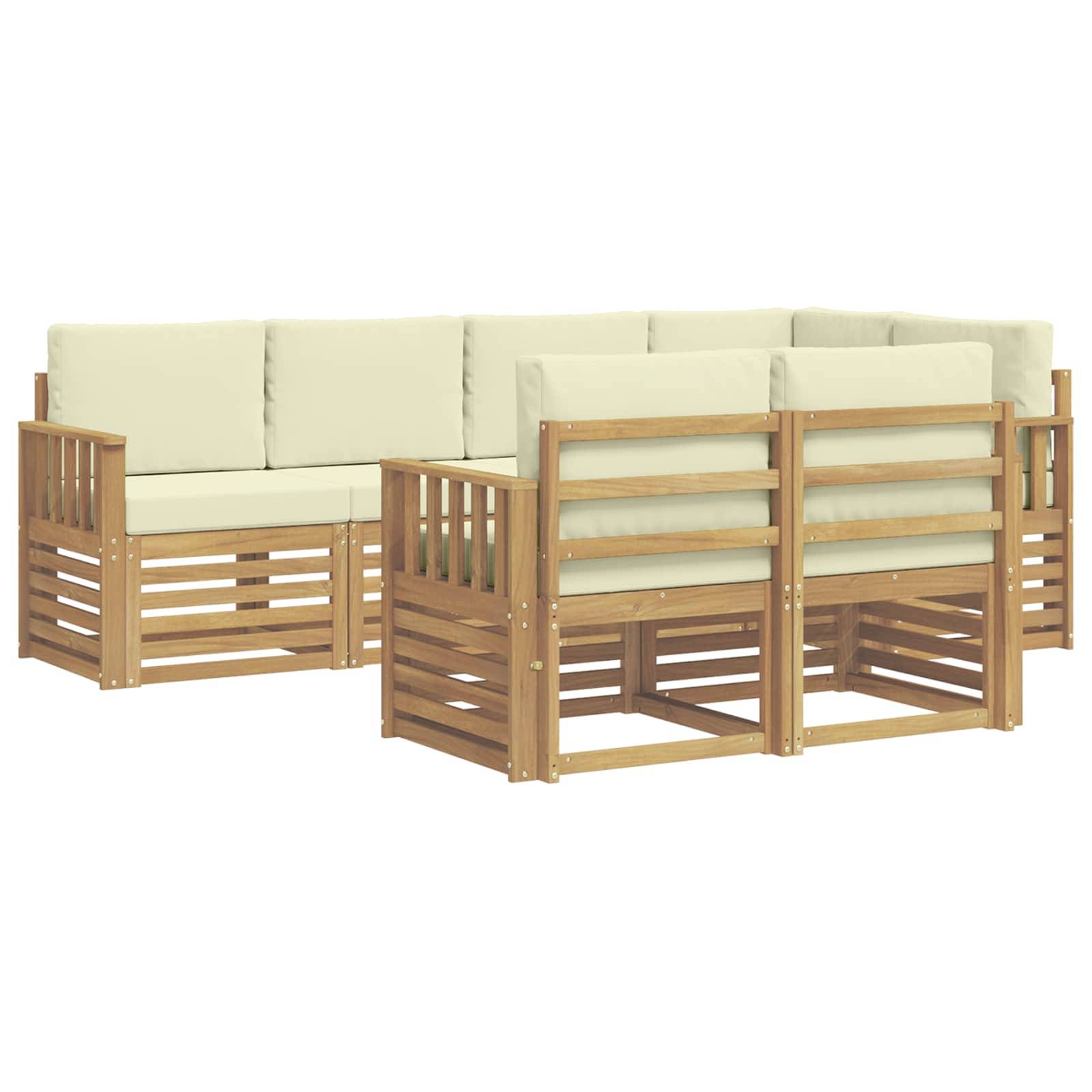 vidaXL Outdoor-Sofagarnitur 7 pcs Weiß und Creme 247 x 128,5 x 73 cm