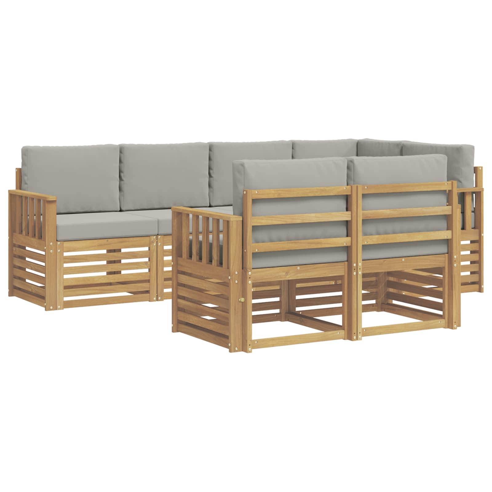 vidaXL Outdoor-Sofagarnitur 7 pcs Weiß und Hellgrau