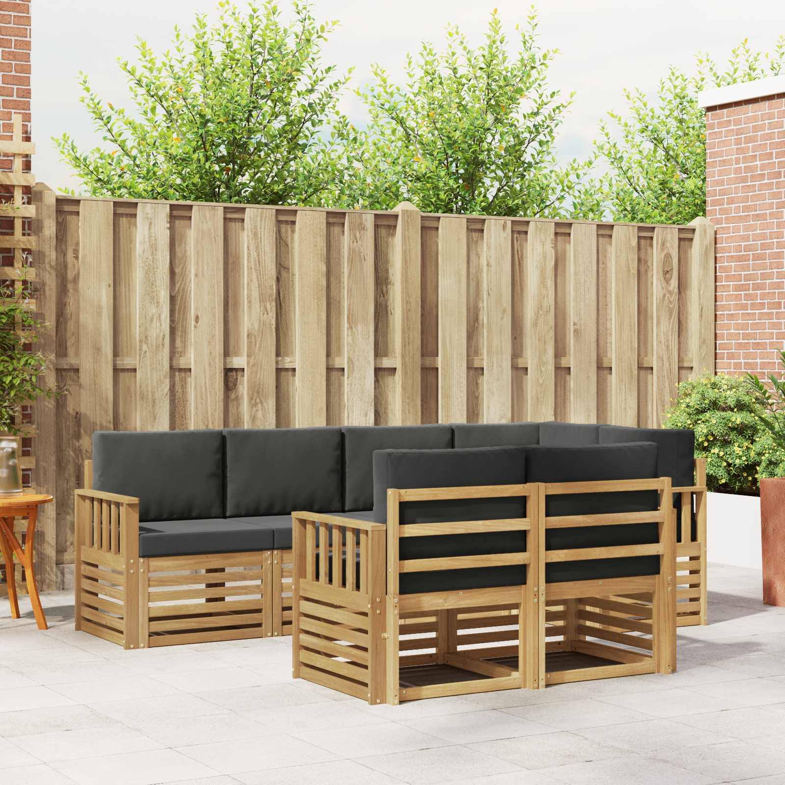 vidaXL Outdoor-Sofagarnitur 7 pcs Weiß und Anthrazit