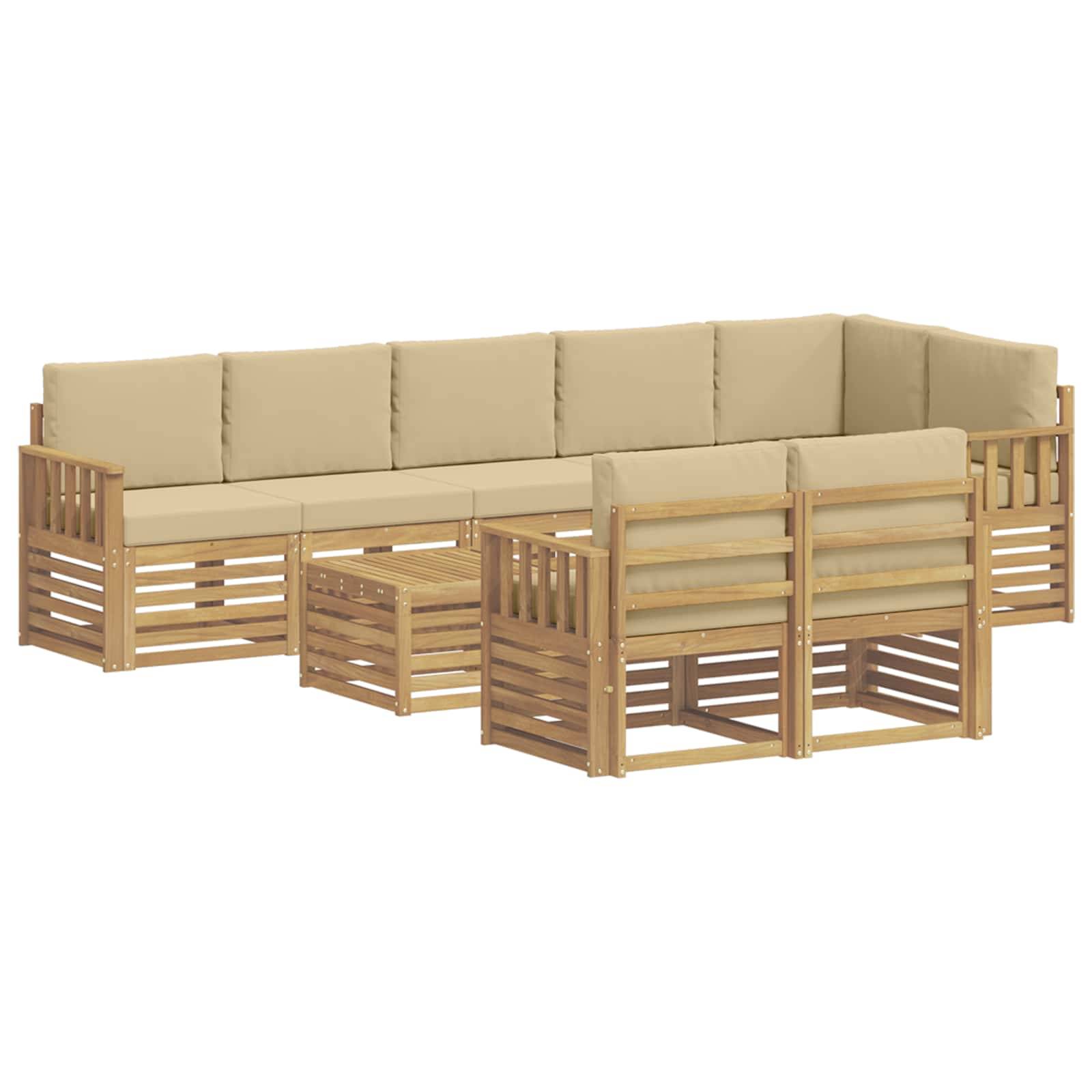 vidaXL Outdoor-Sofagarnitur 8 pcs Weiß und Beige 59 x 59 x 37 cm