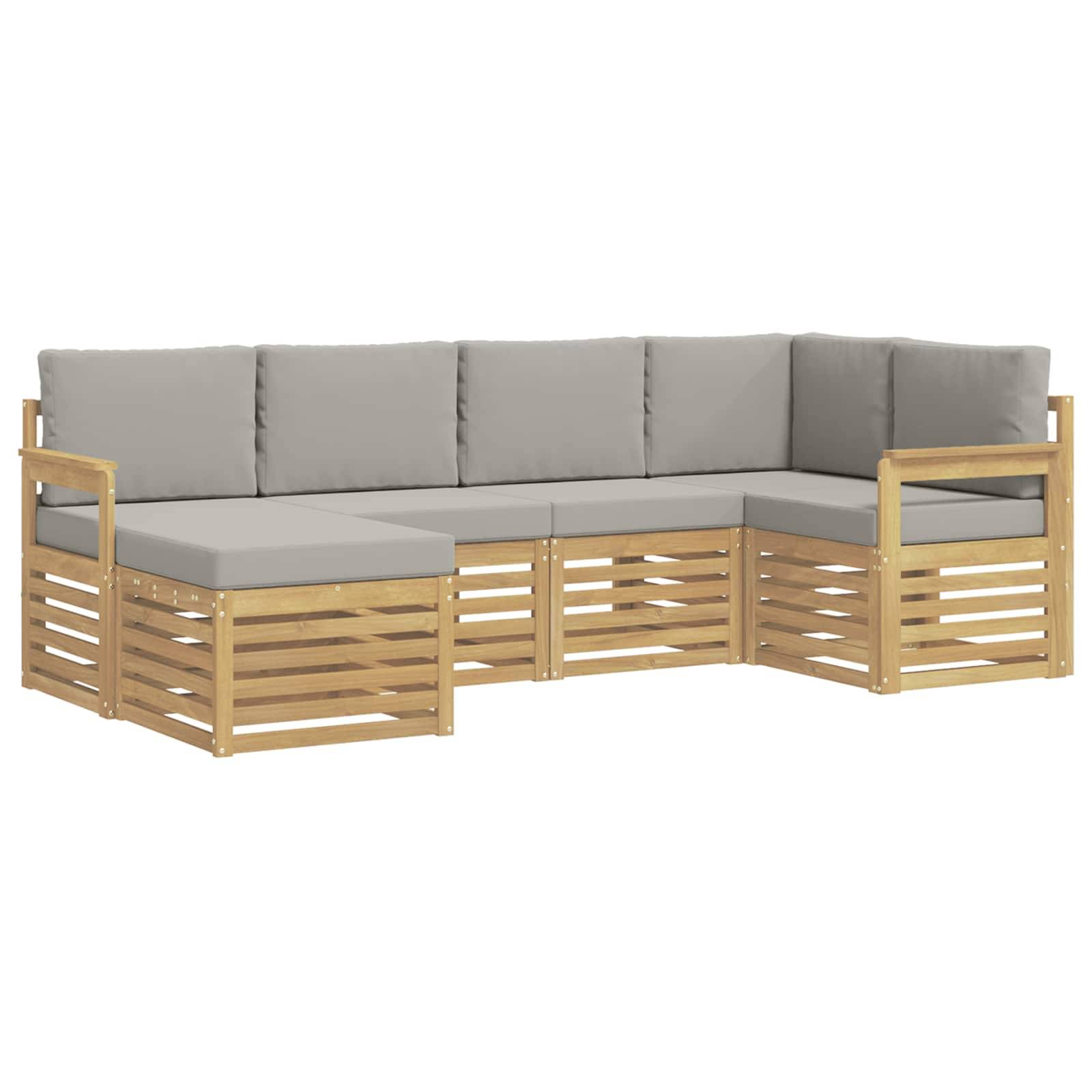 vidaXL Outdoor-Sofagarnitur 6 pcs Weiß und Hellgrau