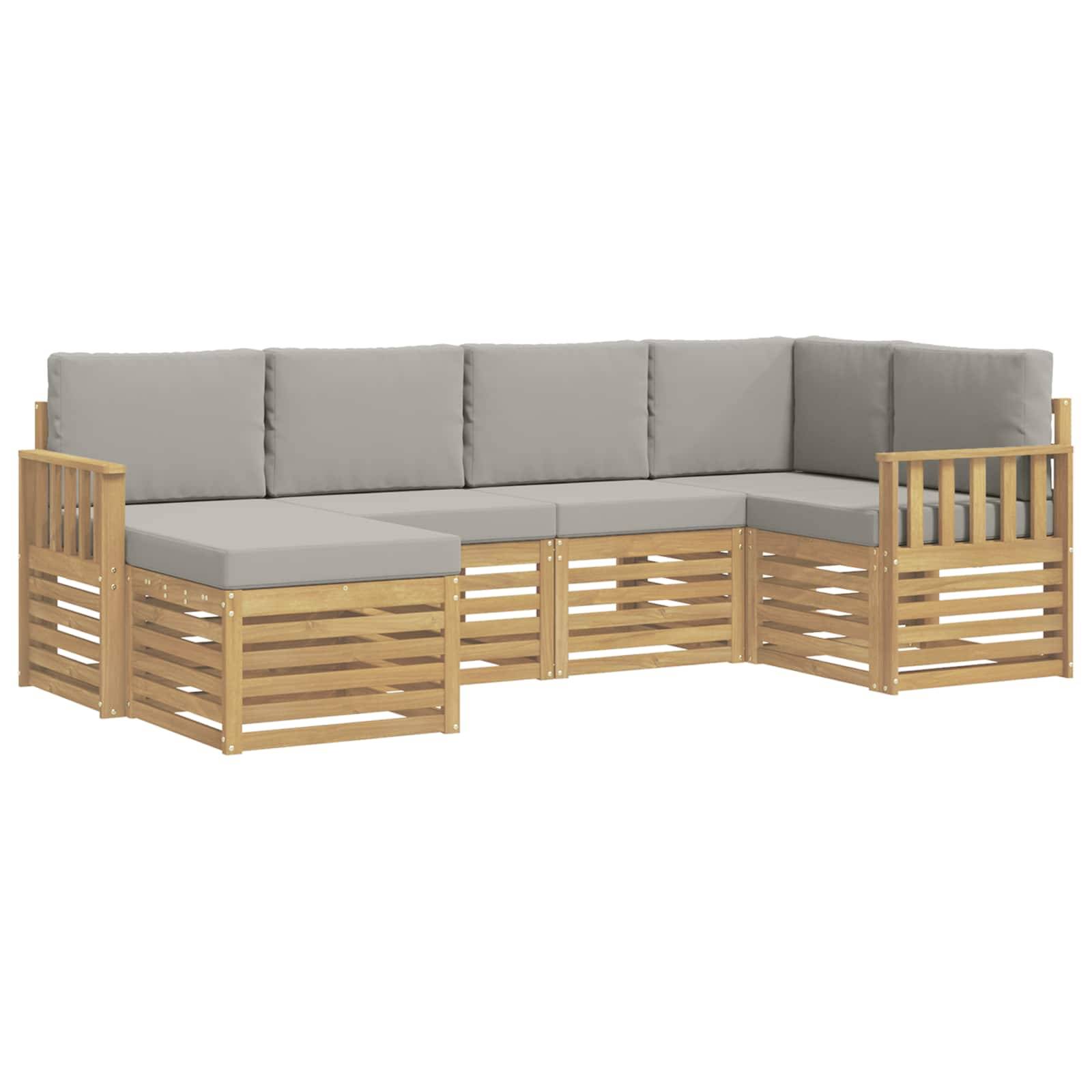 vidaXL Outdoor-Sofagarnitur 6 pcs Weiß und Hellgrau