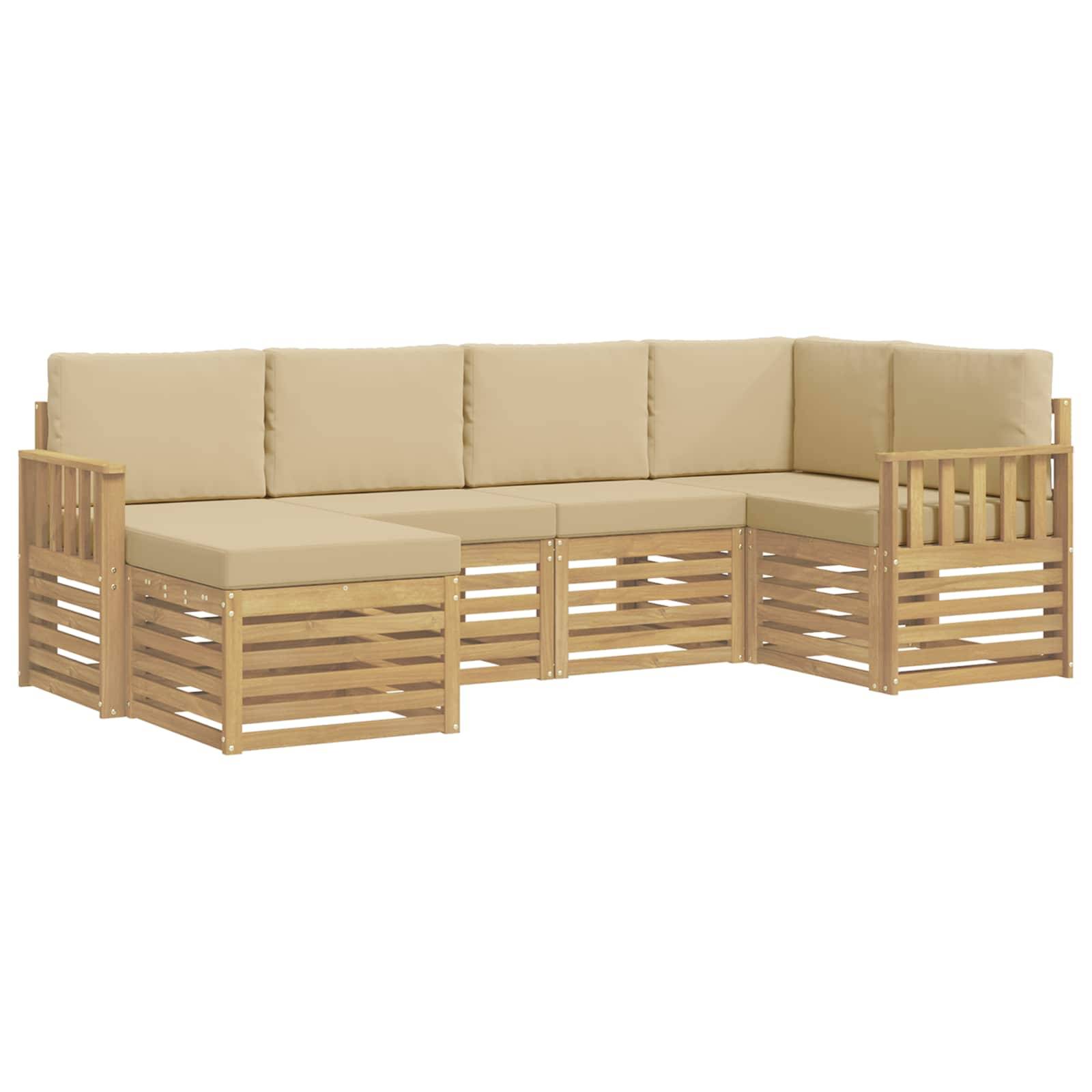 vidaXL Outdoor-Sofagarnitur 6 pcs Weiß und Beige 247 x 128,5 x 73 cm