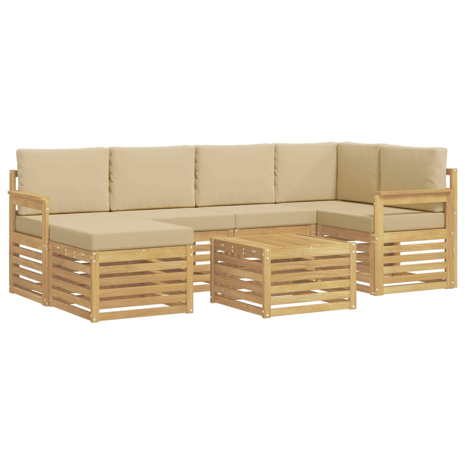 vidaXL Outdoor-Sofagarnitur 7 pcs Weiß und Beige 59 x 59 x 37 cm