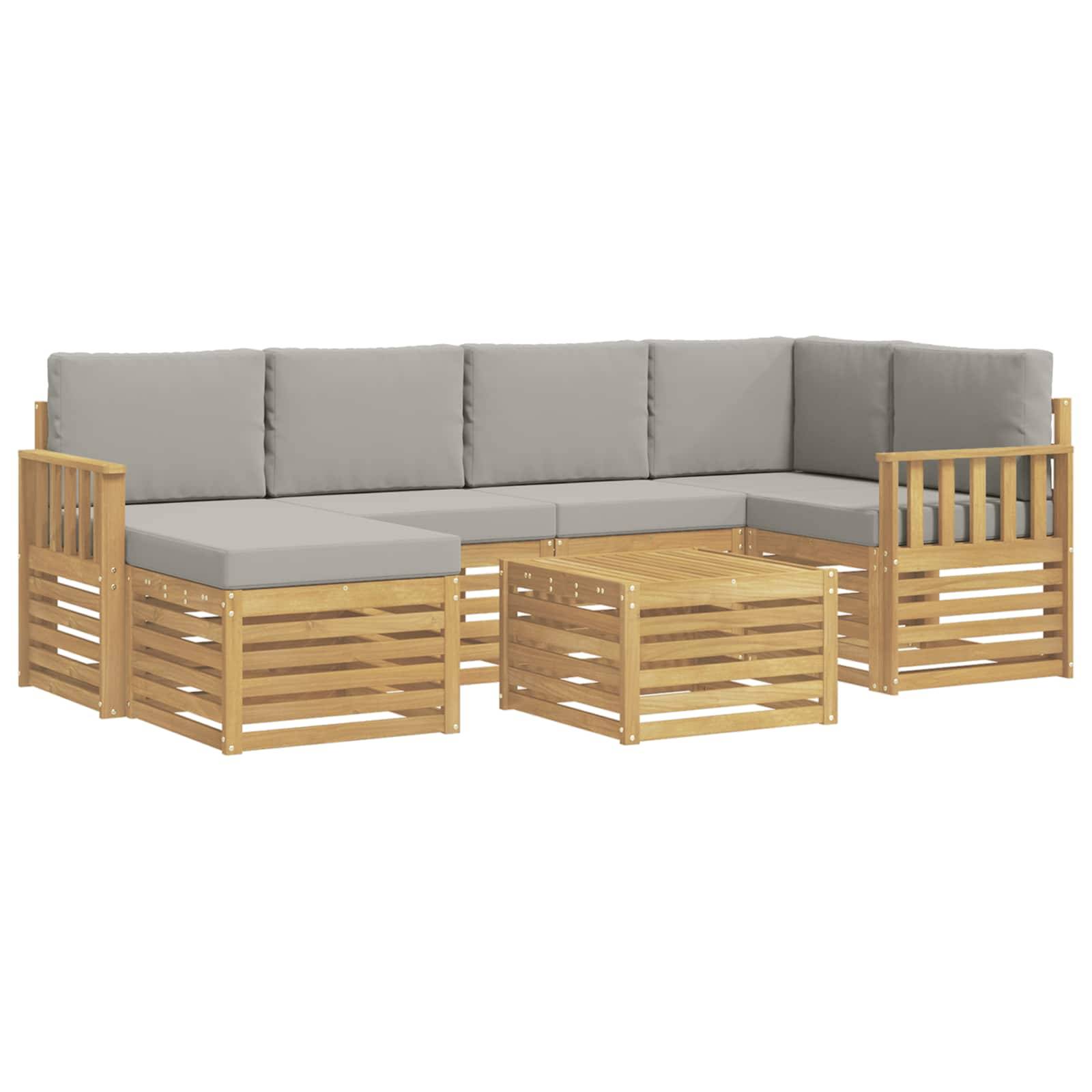 vidaXL Outdoor-Sofagarnitur 7 pcs Weiß und Hellgrau 59 x 59 x 37 cm