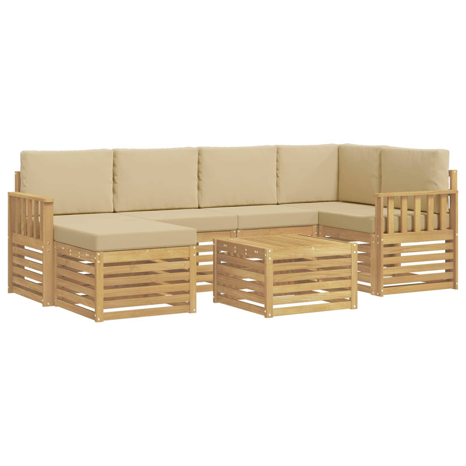 vidaXL Outdoor-Sofagarnitur 7 pcs Weiß und Beige 59 x 59 x 37 cm