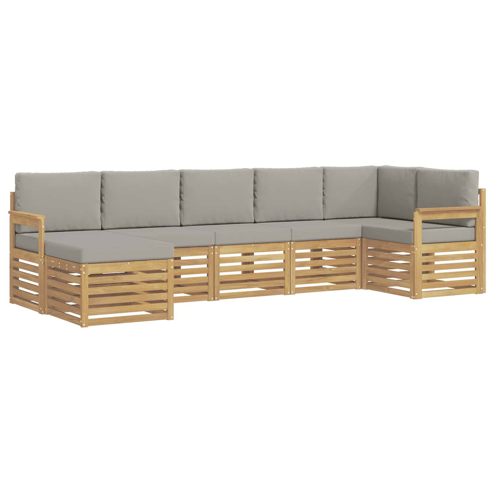 vidaXL Outdoor-Sofagarnitur 6 pcs Weiß und Hellgrau