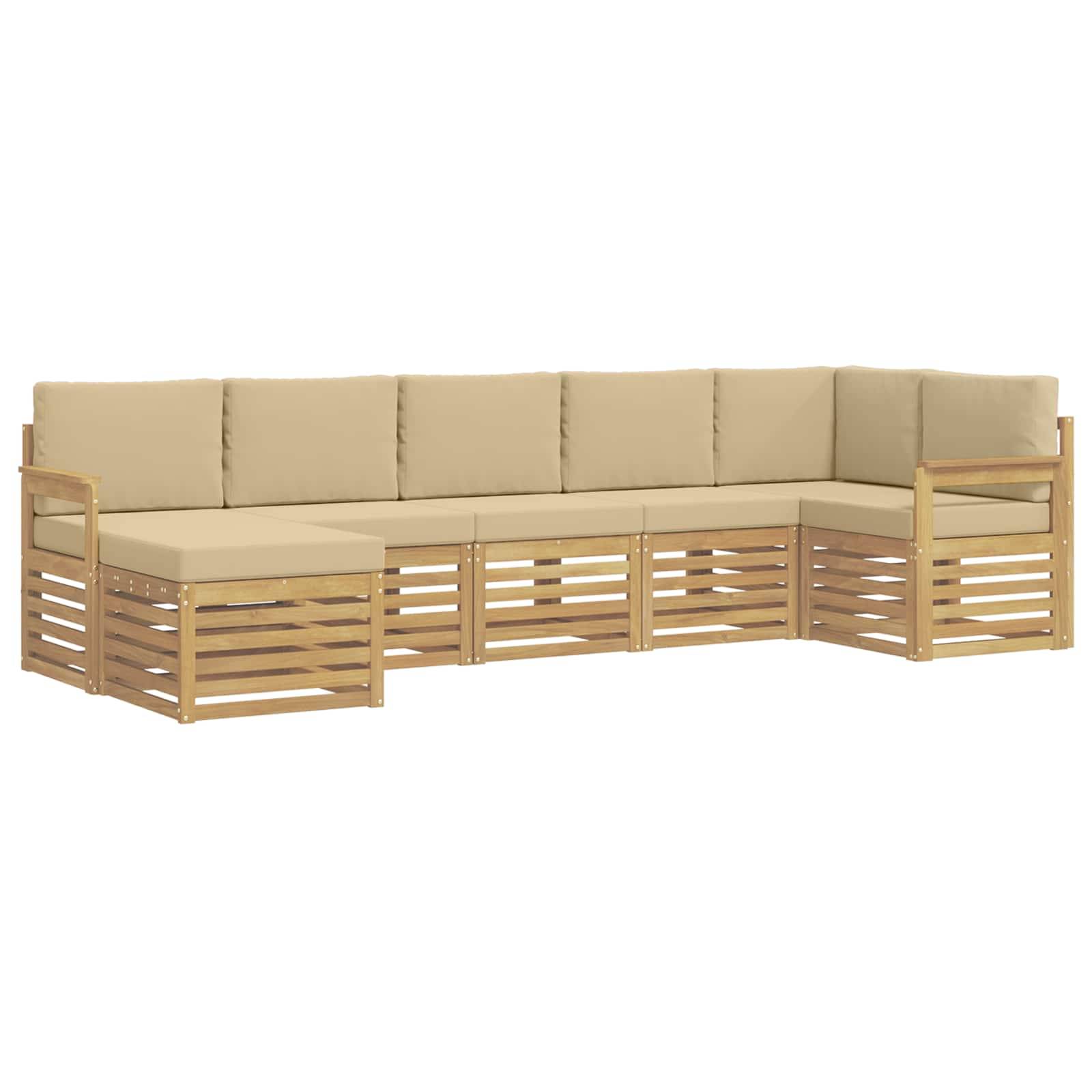 vidaXL Outdoor-Sofagarnitur 6 pcs Weiß und Beige 306 x 128,5 x 73 cm