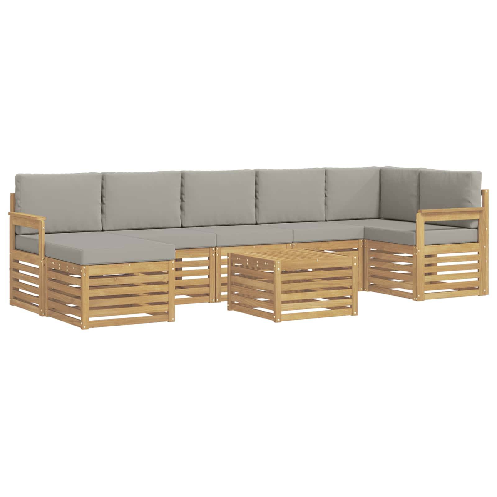 vidaXL Outdoor-Sofagarnitur 7 pcs Weiß und Hellgrau 59 x 59 x 37 cm