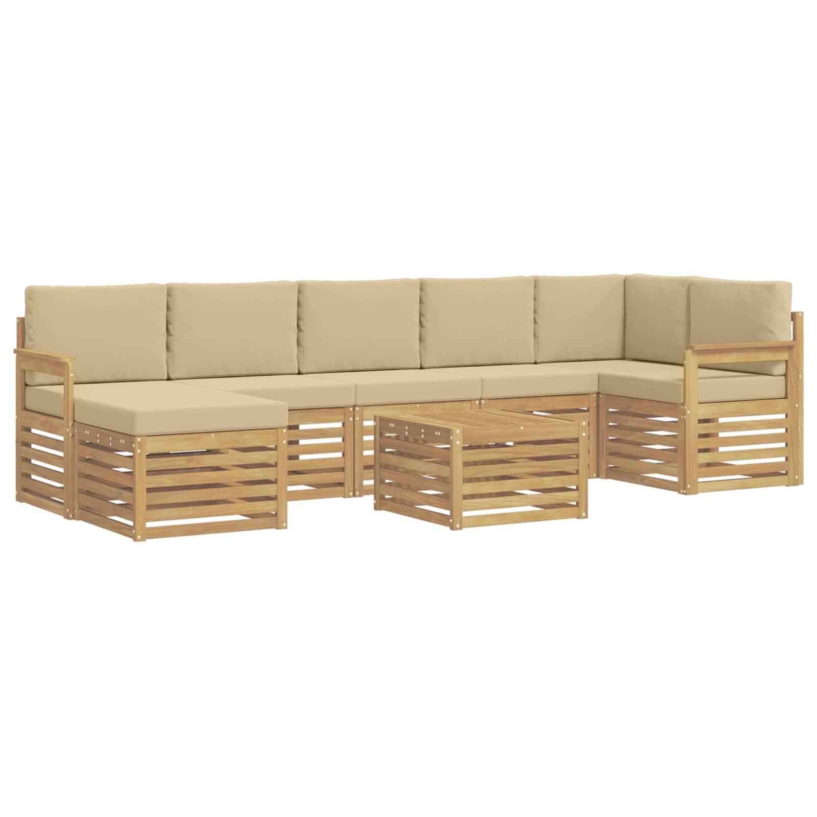 vidaXL Outdoor-Sofagarnitur 7 pcs Weiß und Beige 59 x 59 x 37 cm