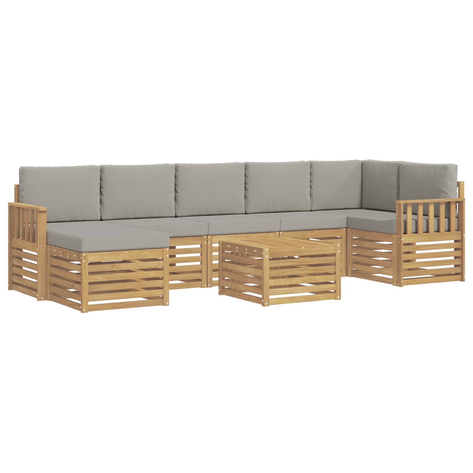 vidaXL Outdoor-Sofagarnitur 7 pcs Weiß und Hellgrau 59 x 59 x 37 cm