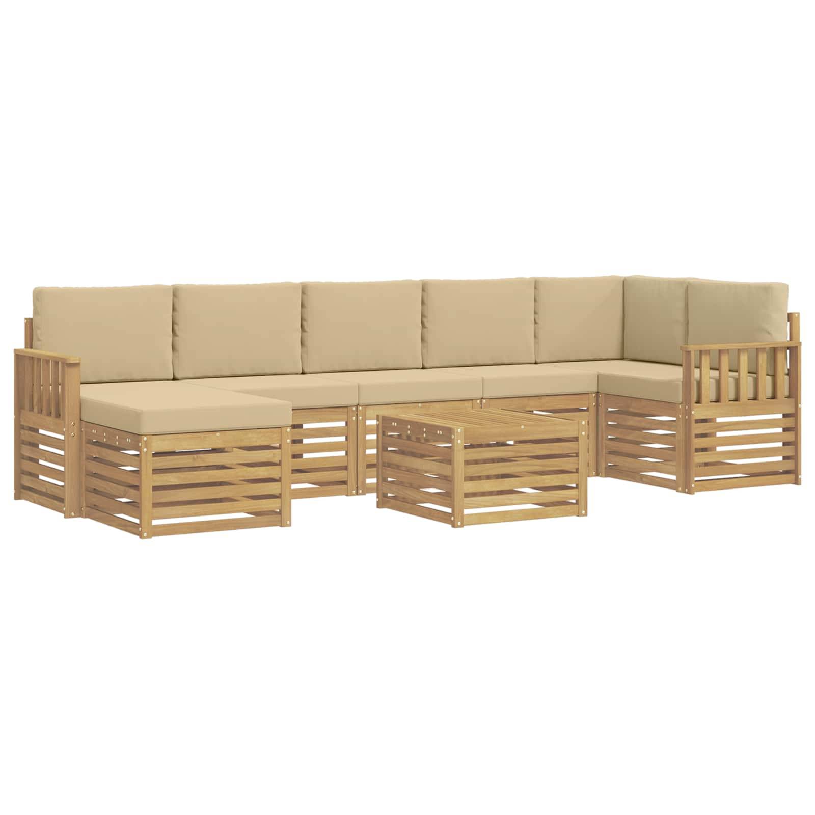 vidaXL Outdoor-Sofagarnitur 7 pcs Weiß und Beige 59 x 59 x 37 cm