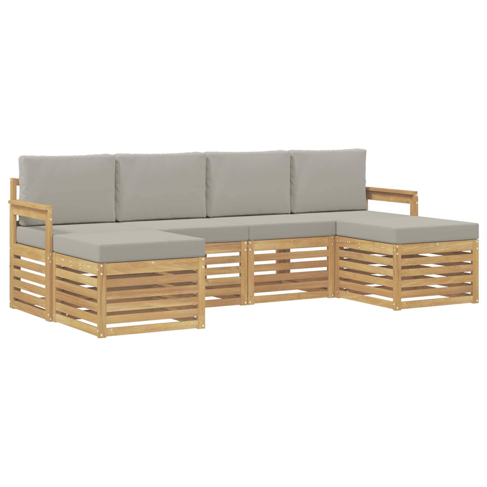 vidaXL Outdoor-Sofagarnitur 5 pcs Weiß und Hellgrau