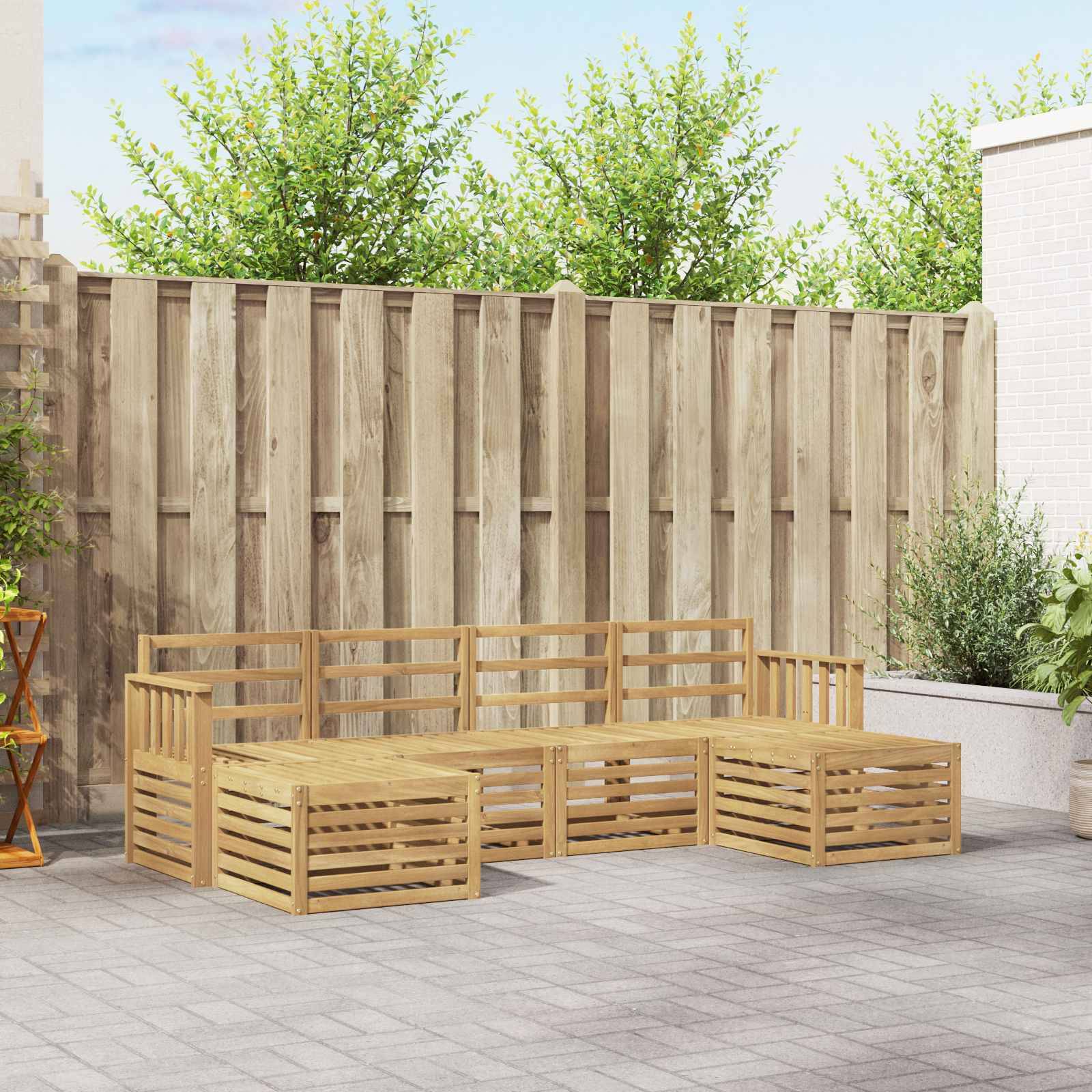 vidaXL Outdoor-Sofagarnitur 5 pcs Weiß 249 x 122,5 x 73 cm