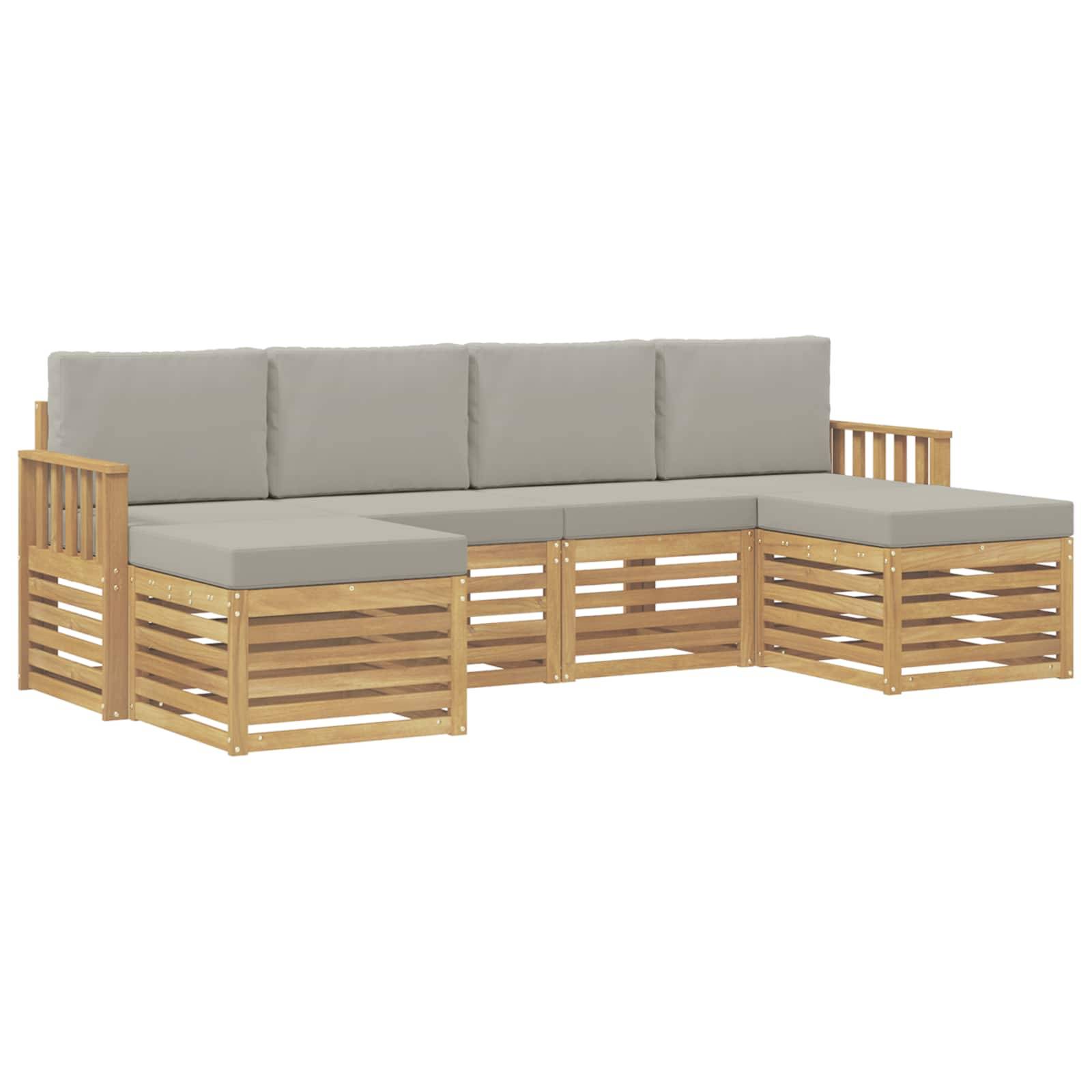 vidaXL Outdoor-Sofagarnitur 5 pcs Weiß und Hellgrau