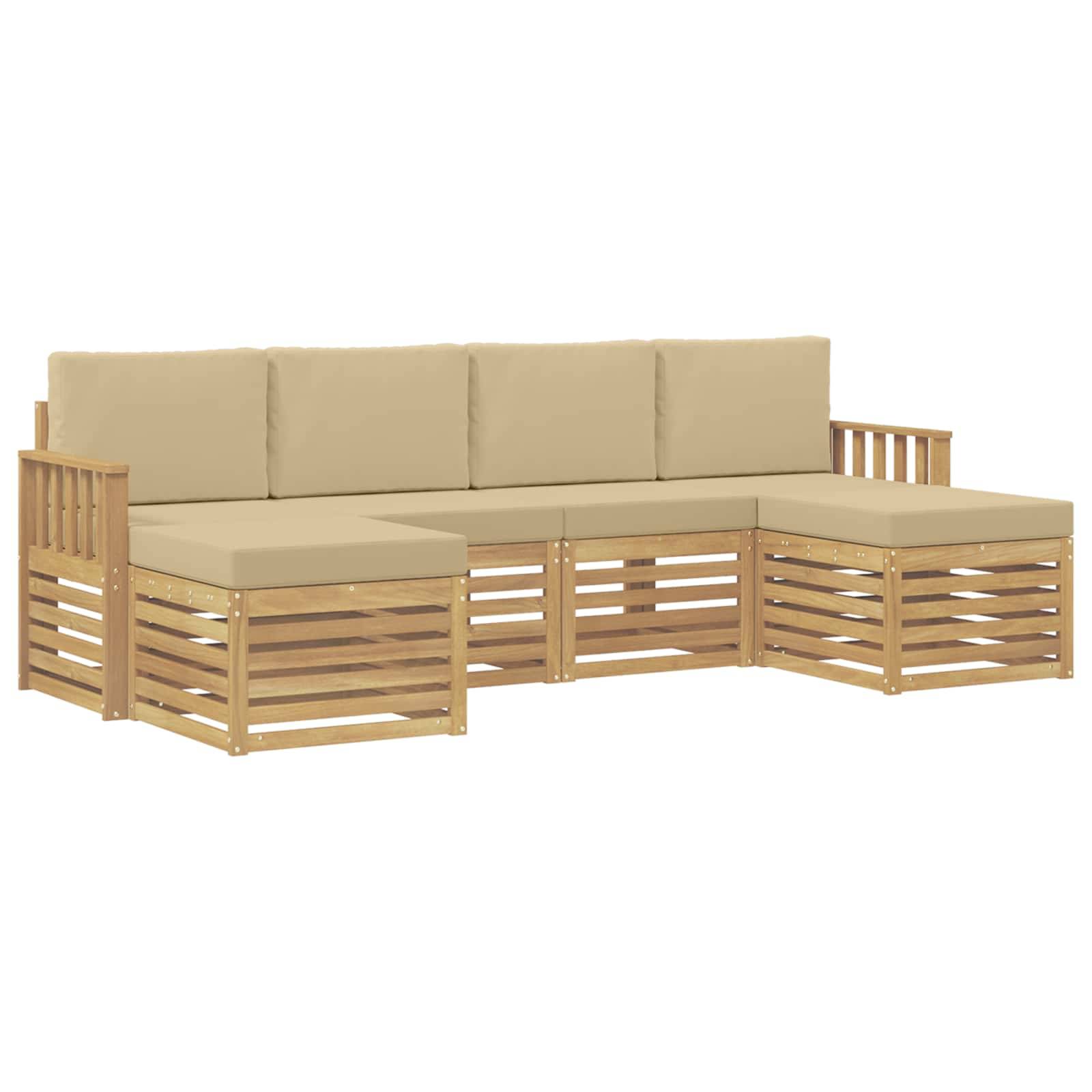 vidaXL Outdoor-Sofagarnitur 5 pcs Weiß und Beige 249 x 122,5 x 73 cm