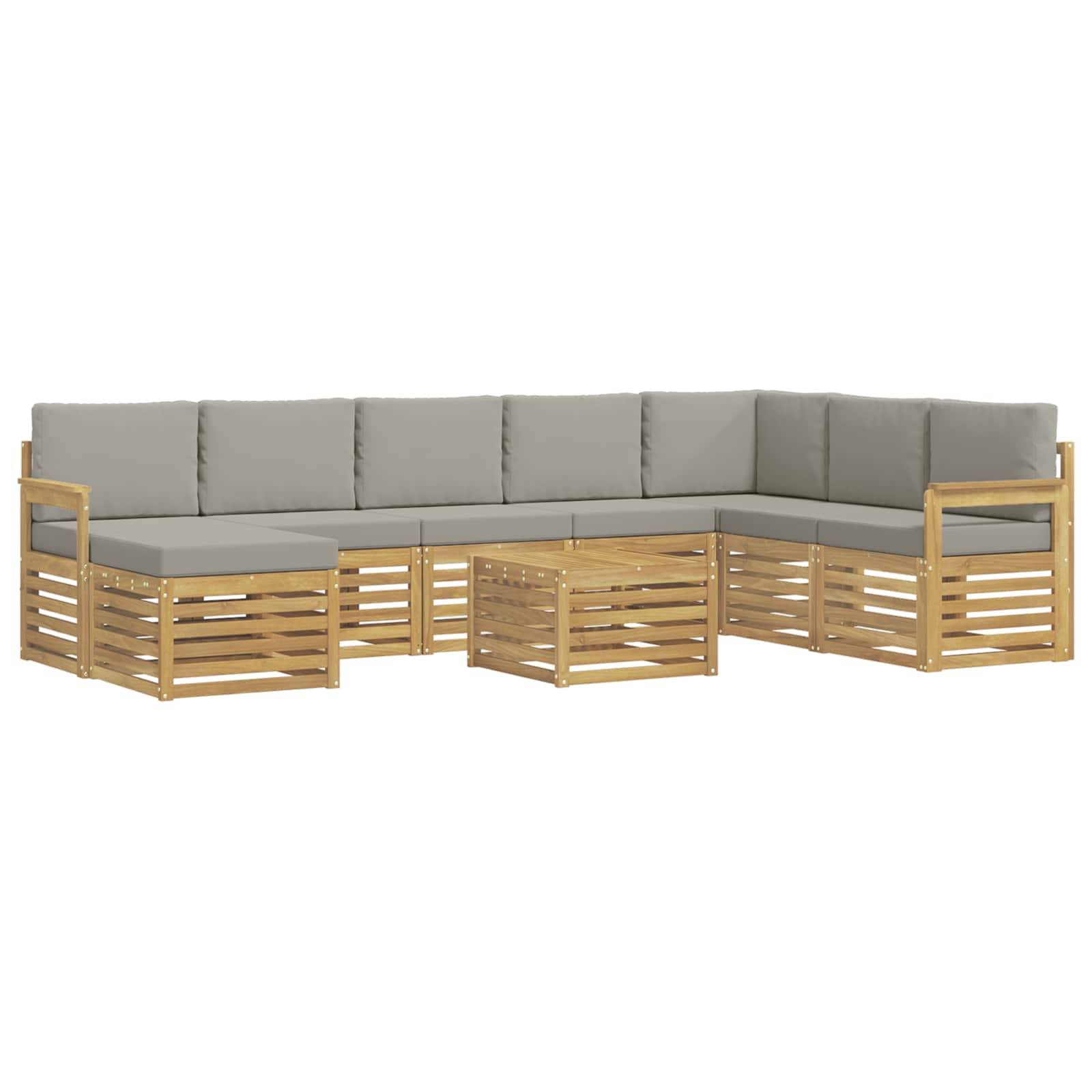 vidaXL Outdoor-Sofagarnitur 7 pcs Weiß und Hellgrau 59 x 59 x 37 cm