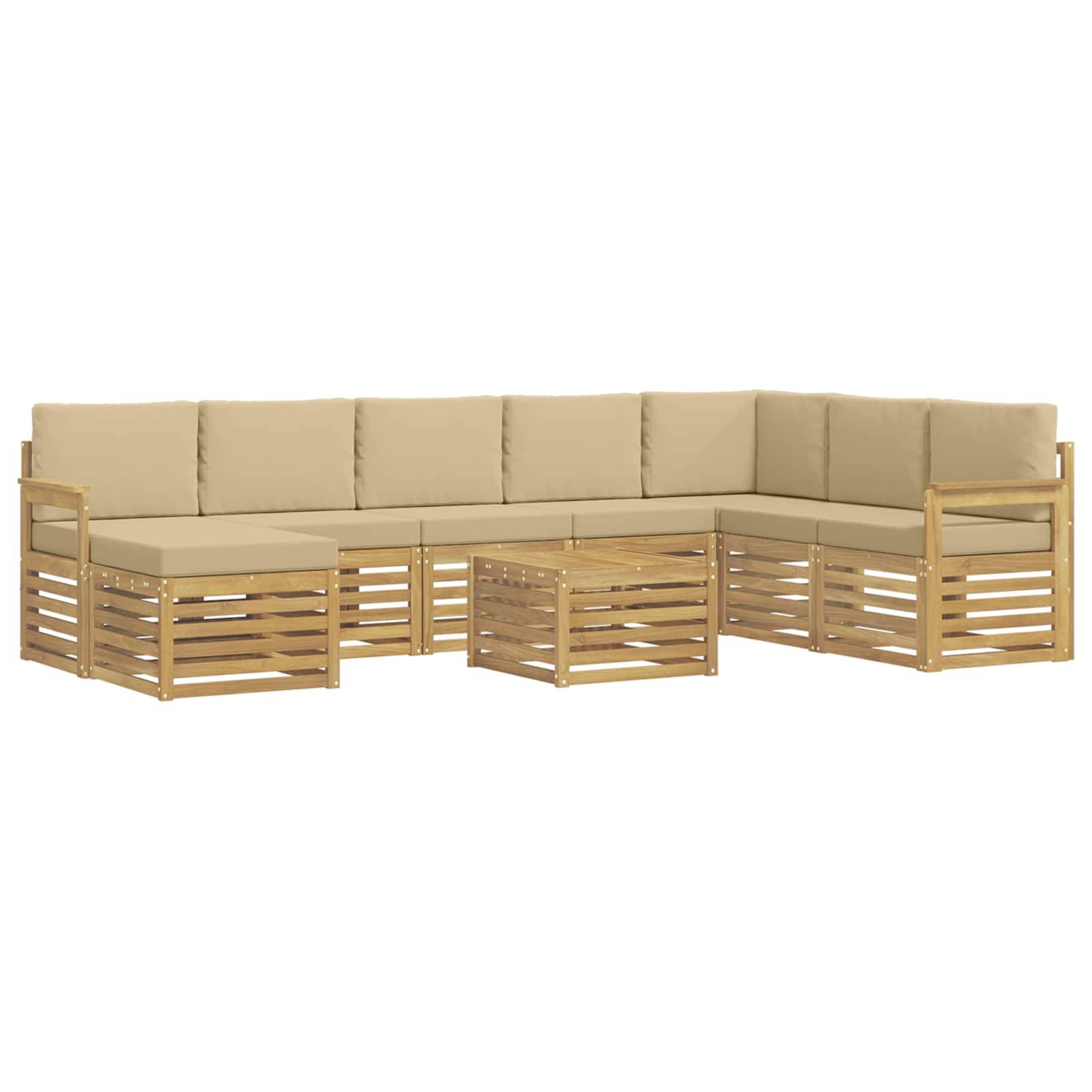 vidaXL Outdoor-Sofagarnitur 7 pcs Weiß und Beige 59 x 59 x 37 cm